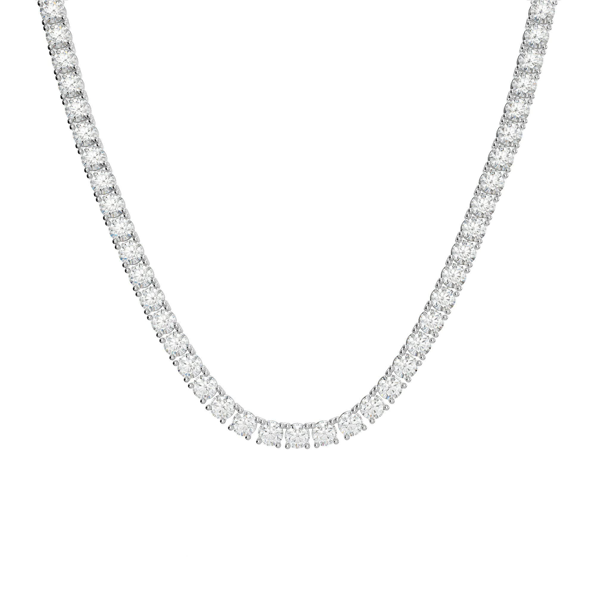 Round Colorless Diamond Moissanite Necklace for Women - Wedding Tennis Eternity Necklace Adjustable in Silver & Gold - Bridal, Anniversary, Engagement Gift - Perfect for Weddings, Date Nights & Special Occasions