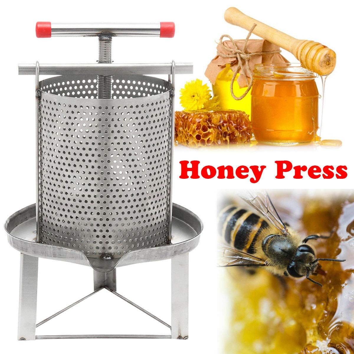 Stainless Steel Manual Honey Press Extractor - Beeswax Presser for Beekeeping, Home Use, Wine Making & Restaurants | Perfect for Harvesting Pure Honey from Honeycombs in Bee Fields & Small Farms