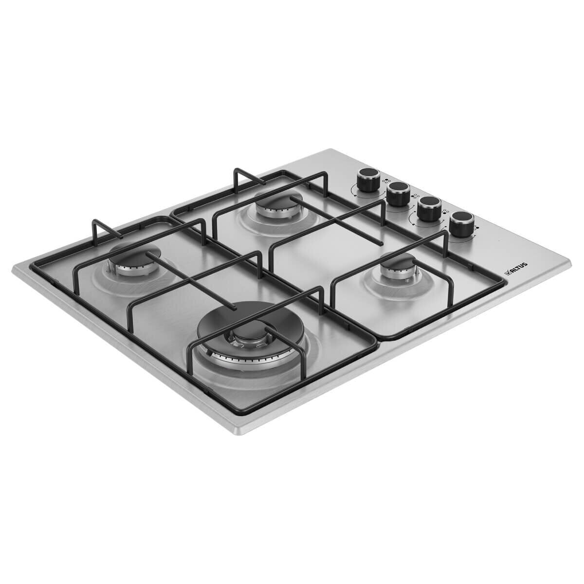 Altus ACT60GX 60cm 4-Burner Gas Cooktop - Stainless Steel, High Efficiency for Home Kitchen Cooking, Grilling & Baking