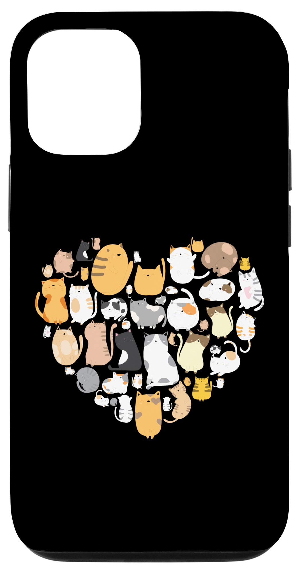 Cute Anime Cat iPhone 12/12 Pro Case - Kawaii Kitty Heart Design for Boys & Girls - Perfect for School, Work, and Everyday Use