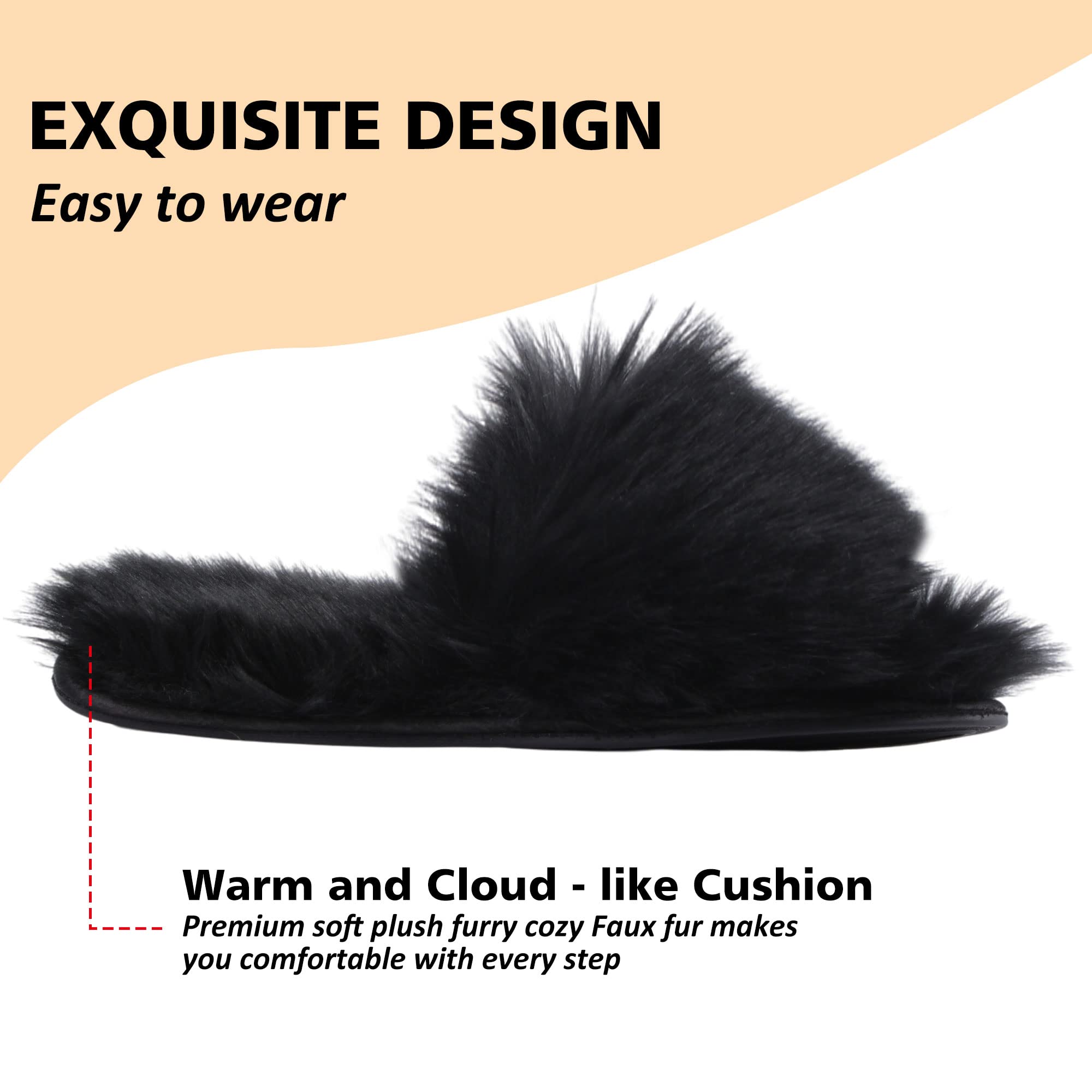 Cozy Fuzzy Open-Toe Slippers for Women - Soft Fluffy House Shoes with Non-Slip Sole | Indoor/Outdoor Wear for Lounge, Yoga & Backyard Relaxation