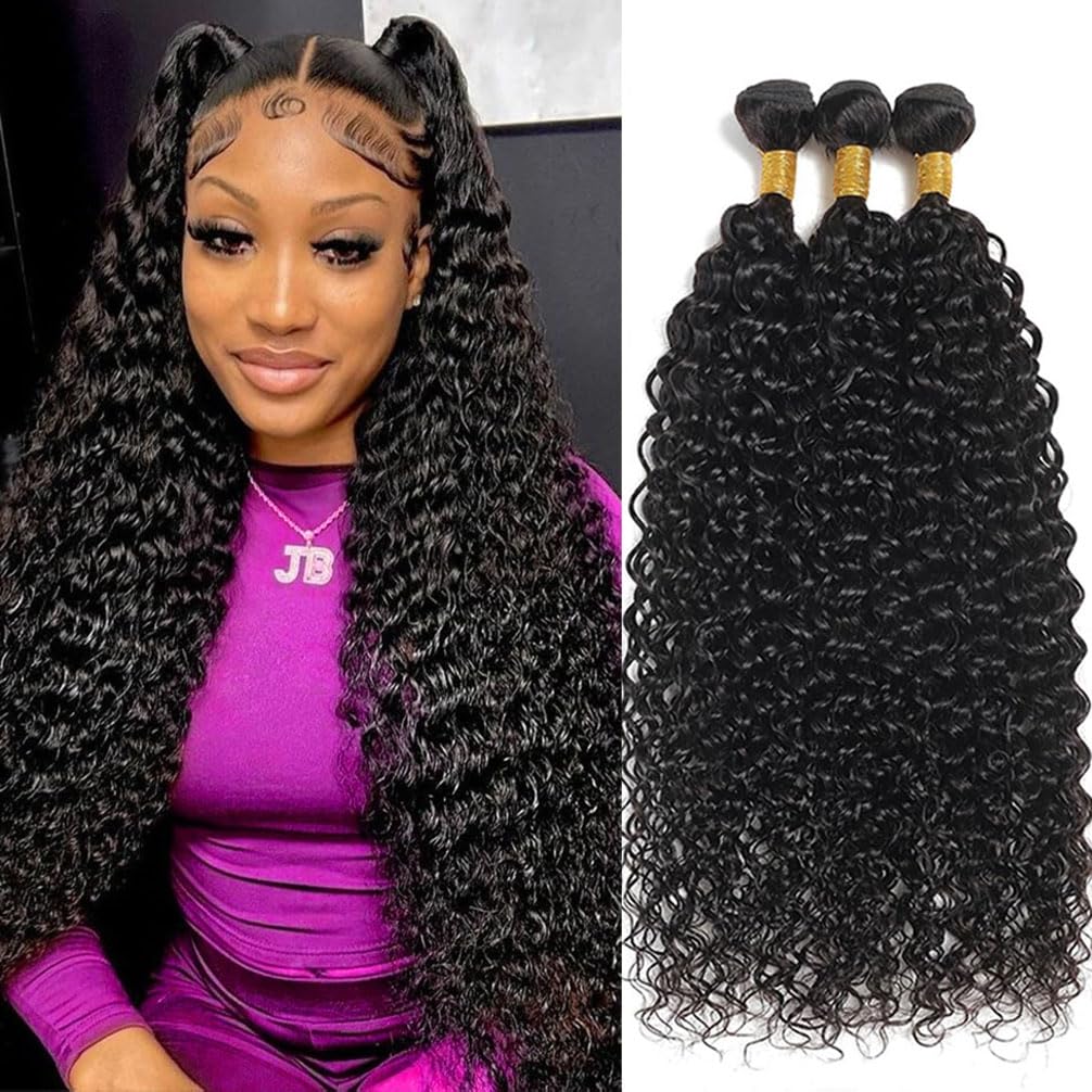 100% Unprocessed Virgin Wet and Wavy Human Hair Bundles 20 22 24 Inch - 12A Burmese Curly Hair Extensions Natural Black for Styling & Volume | Perfect for Daily Wear, Parties & Special Occasions