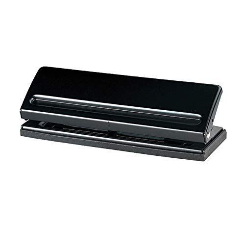 Adjustable 6-Hole Manual Paper Punch for Files & Documents - Universal Perforator for Office, School, Home Use (Black) - Perfect for Binders, Reports & Organizing Paperwork