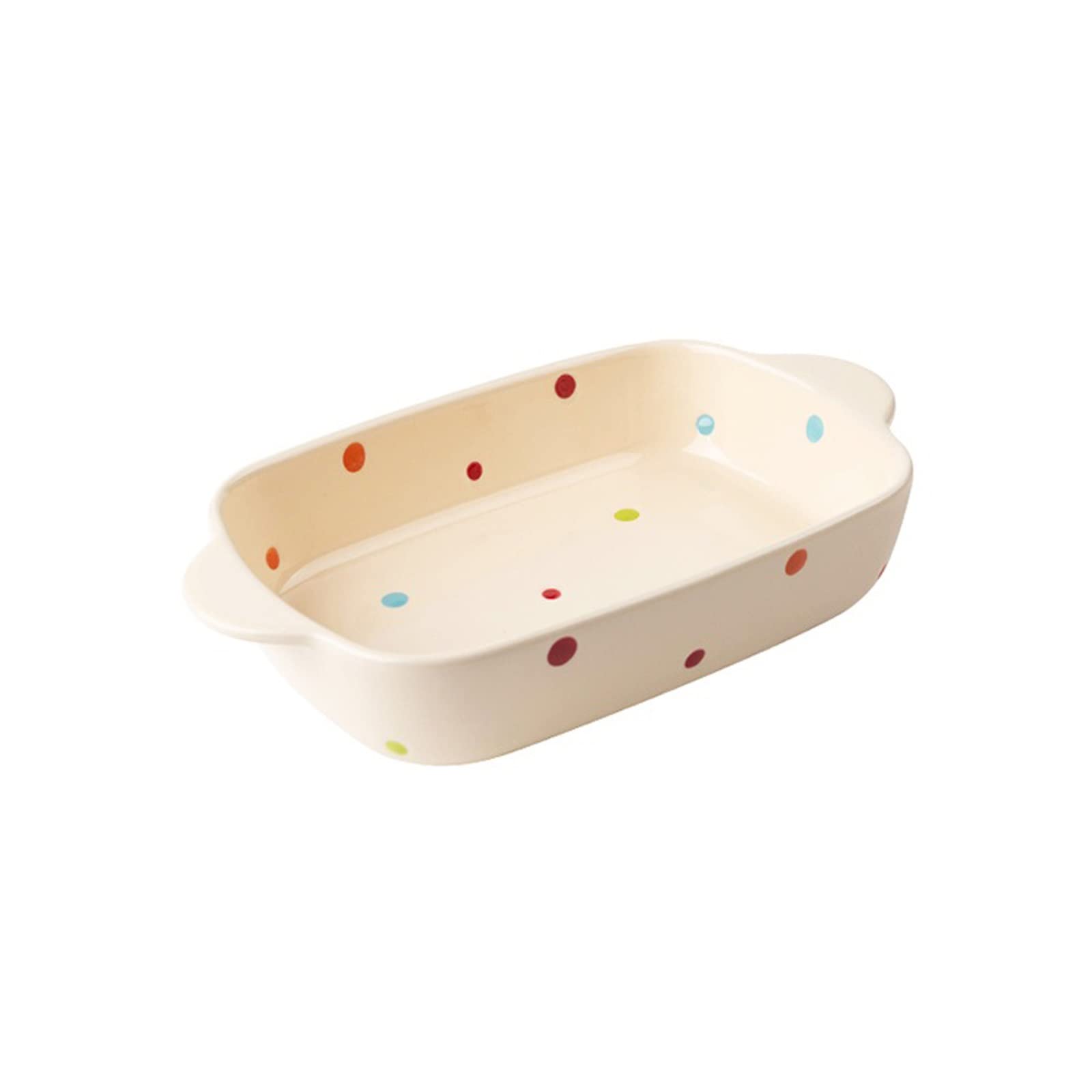 White Ceramic Baking Dish with Handle - Medium Size Oven-Safe Bakeware for Pizza, Cake & More - Perfect for Microwave, Oven & Household Cooking