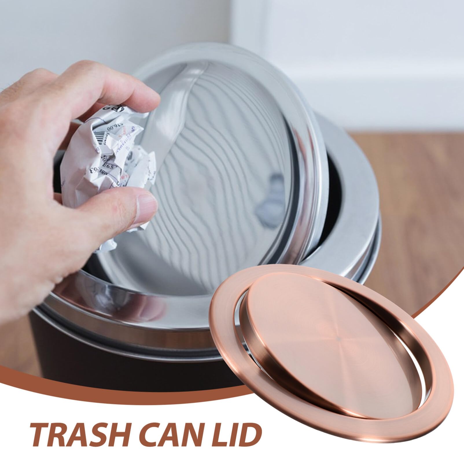 Stainless Steel Recessed Trash Can Lid - Round Countertop Garbage Cover for Bathroom & Kitchen Sink (Perfect for Modern Home, Office, and Commercial Spaces)