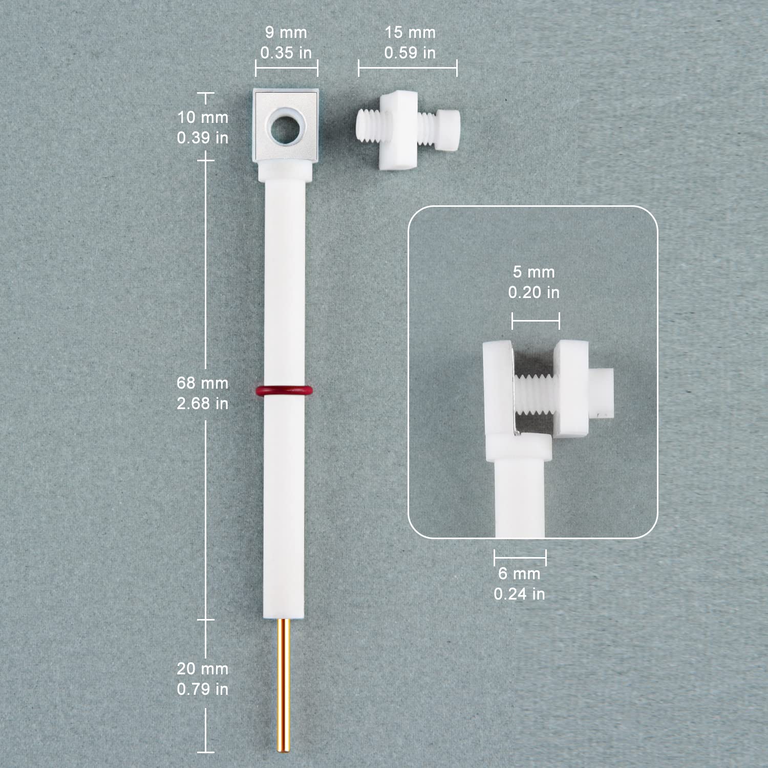 Stonylab PTFE Platinum Electrode Holder - 10x10mm Platinum Sheet & PTFE Body, Multi-Purpose Replaceable Electrode Clip for Electrochemistry, Lab Experiments & Research Applications