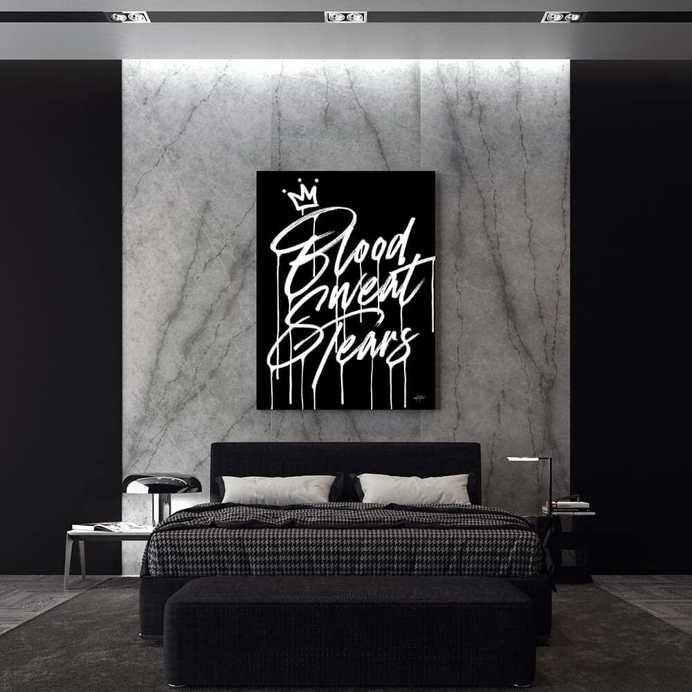 Inktuitive Blood Sweat Tears Motivational Canvas Wall Art - 40x30 Inches Inspirational Home & Office Decor for Bedroom, Living Room, Business - Perfect for Gifts, Wall Decor, Motivational Spaces