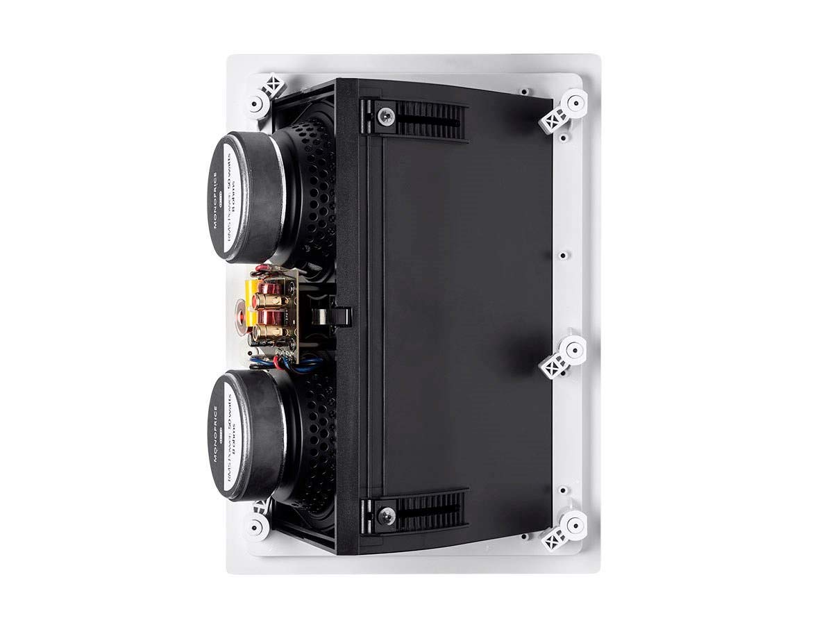 Monoprice Alpha In-Wall Surround Speaker - Dual 5.25 Inch Carbon Fiber Woofer, 2-Way Vari-Angle Design (Single) - Perfect for Home Theater and Dolby Atmos Surround Sound Systems