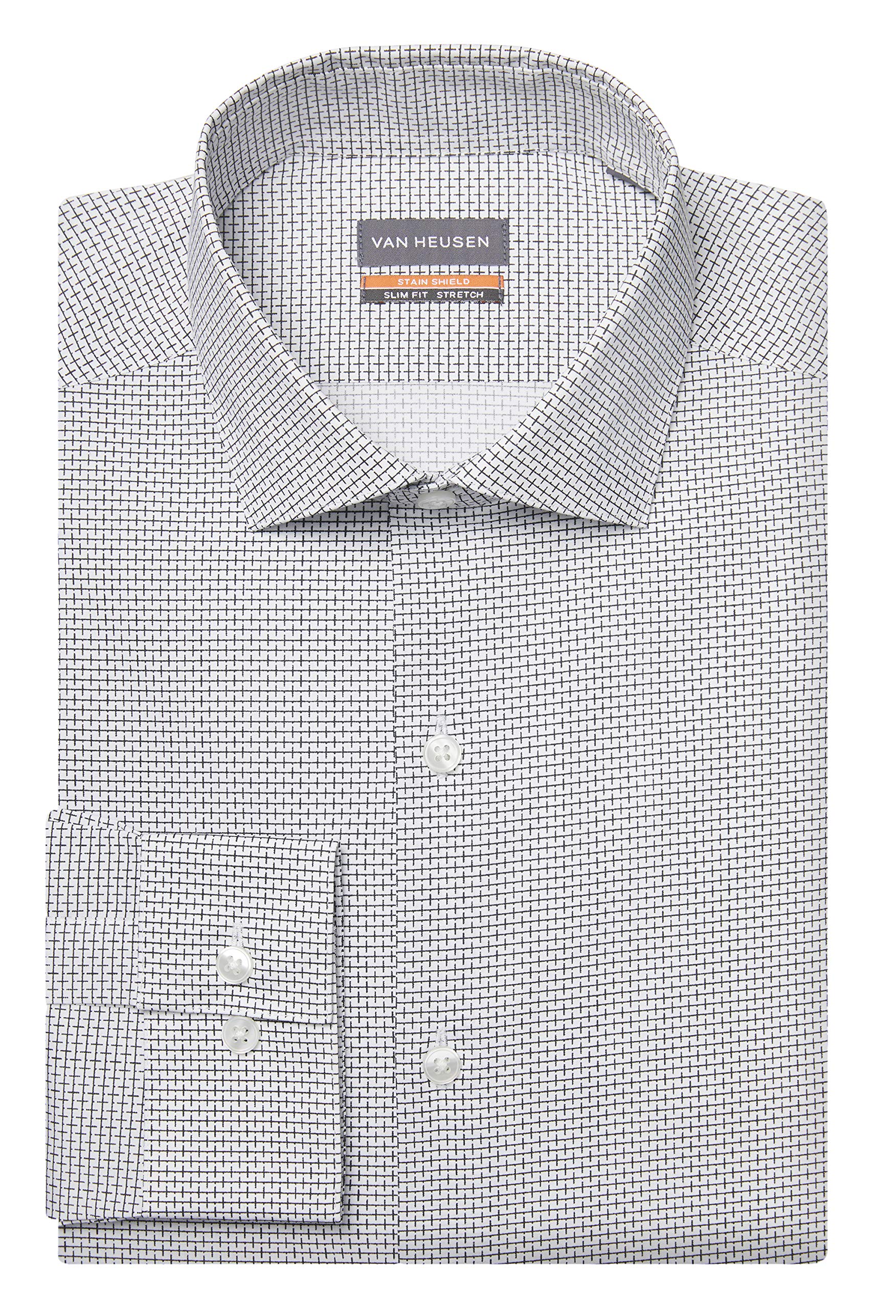 Van Heusen Men's Slim Fit Dress Shirt with Stain Shield & Stretch Technology - Perfect for Business, Office, and Formal Occasions