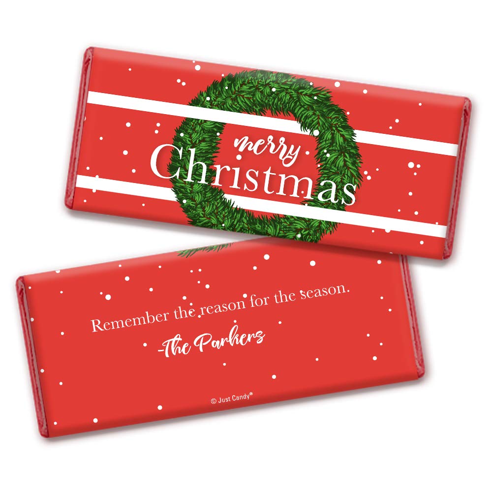 Personalized Christmas Candy Bar Wrappers - 25 Custom Holiday Candy Wrappers for Gifts, Parties & Festive Celebrations