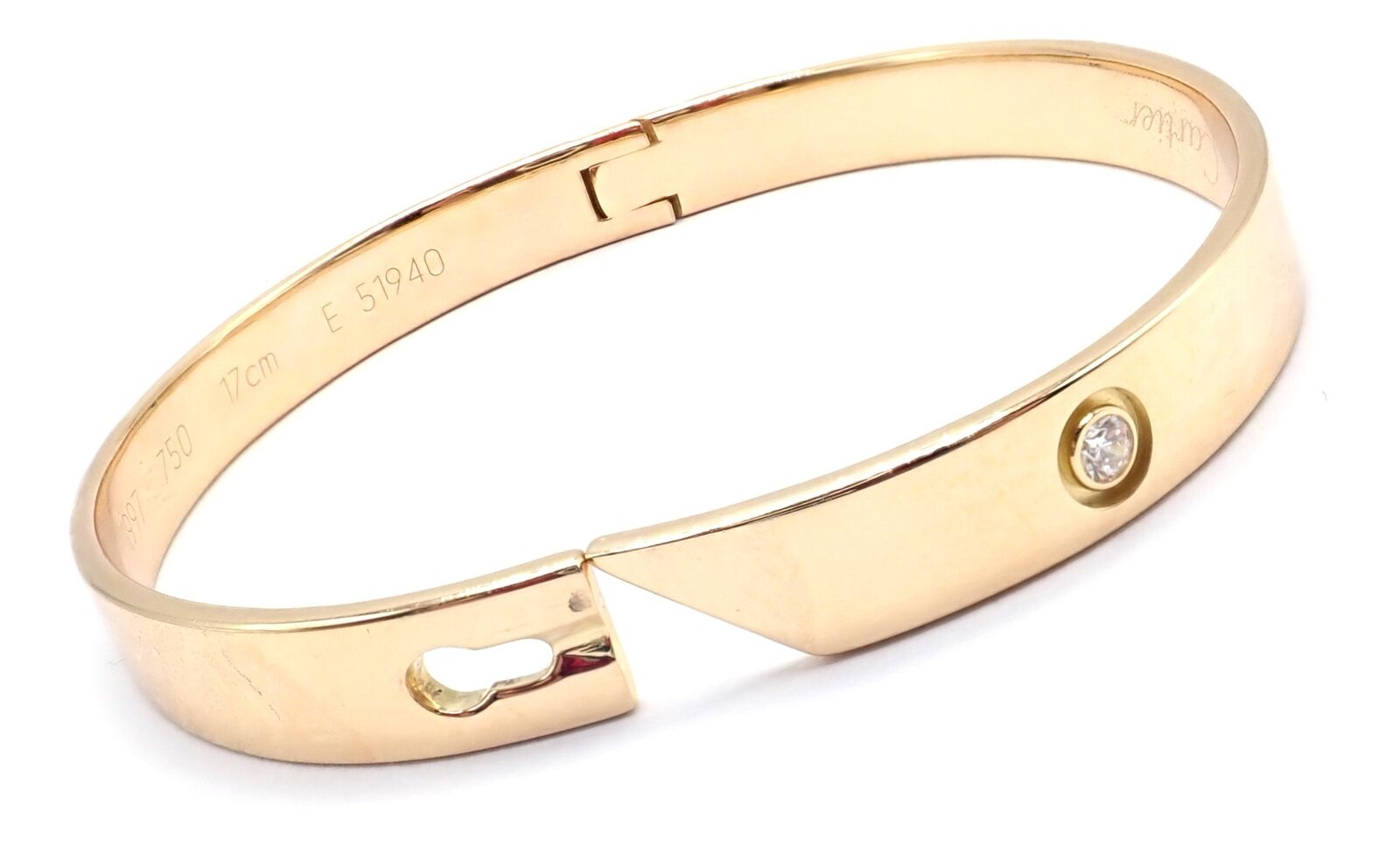 Authentic Cartier 18K Yellow Gold Diamond Anniversary Bangle Bracelet - Size 17 - Luxury Jewelry Gift for Women - Perfect for Anniversaries, Weddings & Special Occasions
