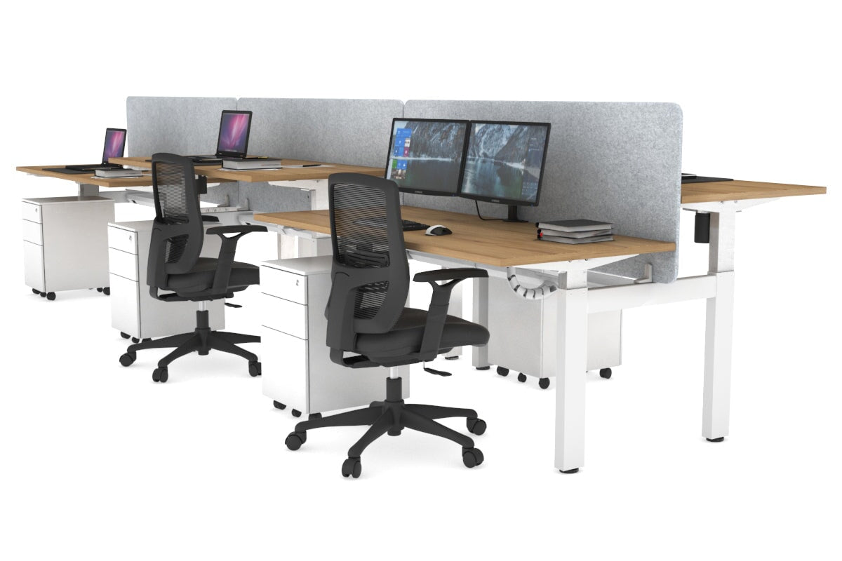 Adjustable 6-Person H Bench Workstation with White Frame [1400L x 700W] - Perfect for Office, Classroom, or Collaborative Workspace