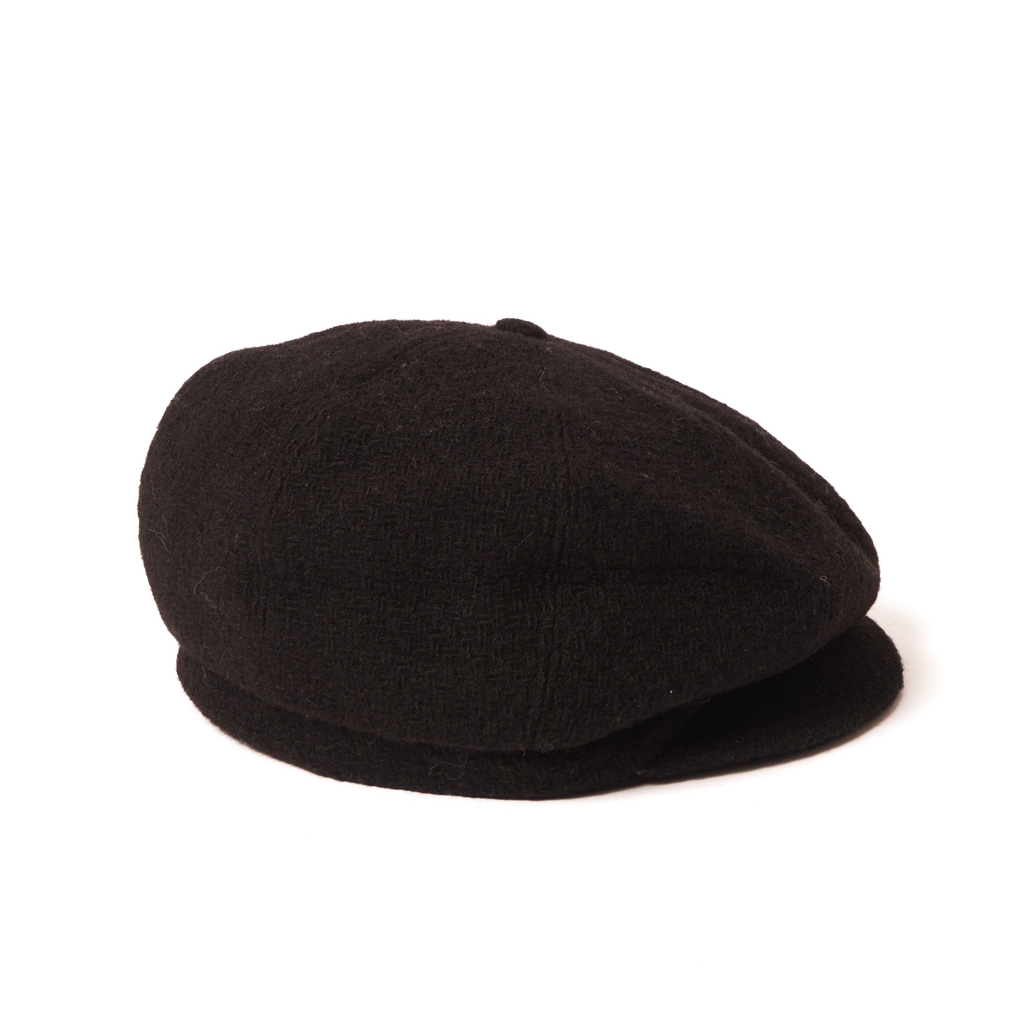 235P Wool Newsboy Cap - Crown Style Flat Cap for Men & Women - Classic Black Winter Hat for Casual & Outdoor Wear