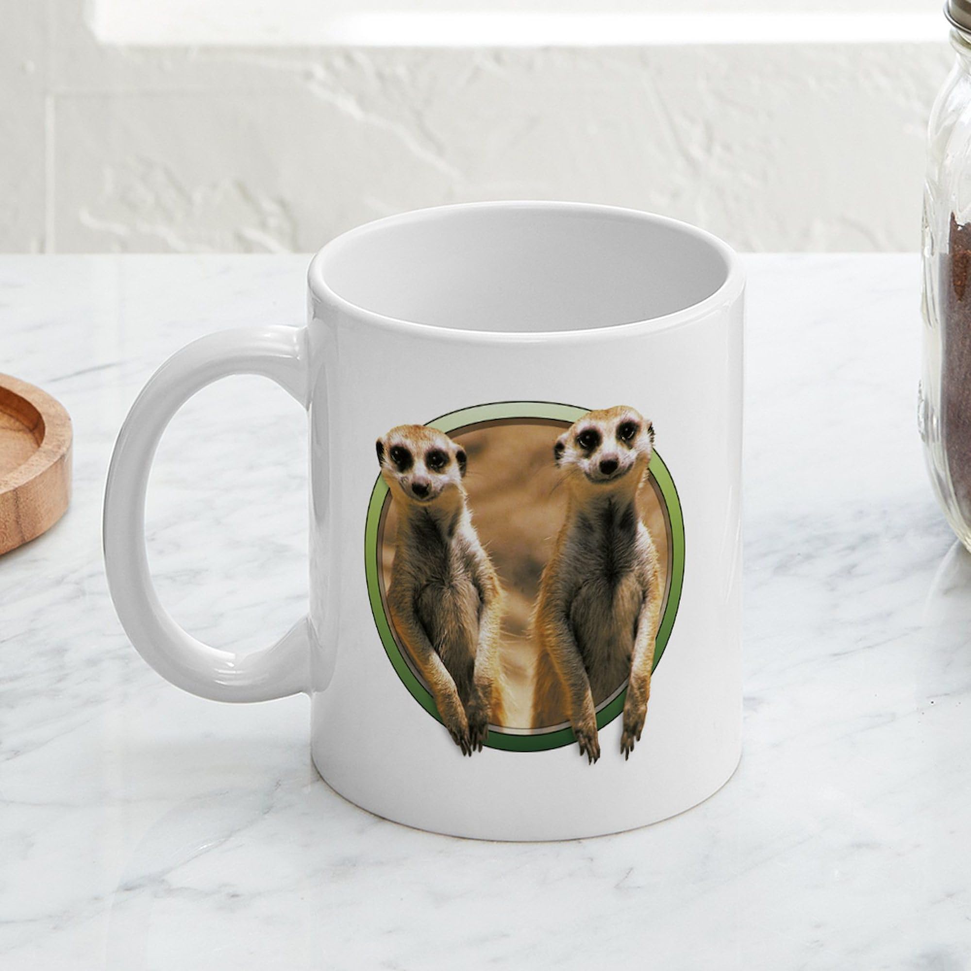 Smiling Meerkats Ceramic Coffee Mug 11 oz (325 ml) - Funny Animal Design for Tea & Hot Drinks - Perfect Gift for Animal Lovers & Office Use