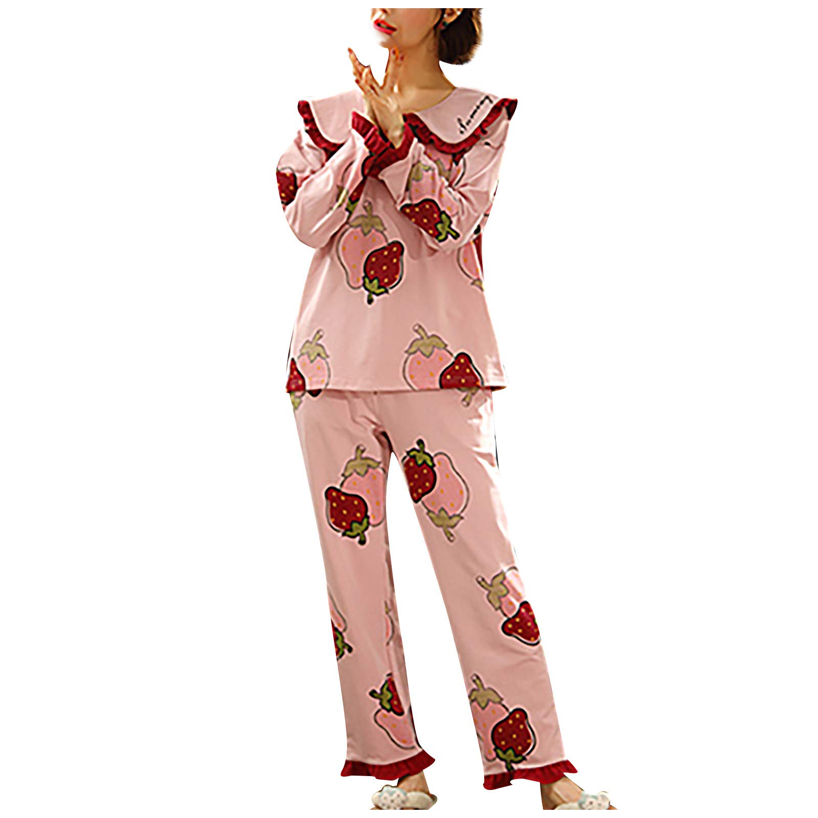Women's Printed Lounge Wear Set - Soft Pocket Sleepwear Pajama Top & Pants Comfy Charter Club PJs for Relaxing at Home or Sleeping