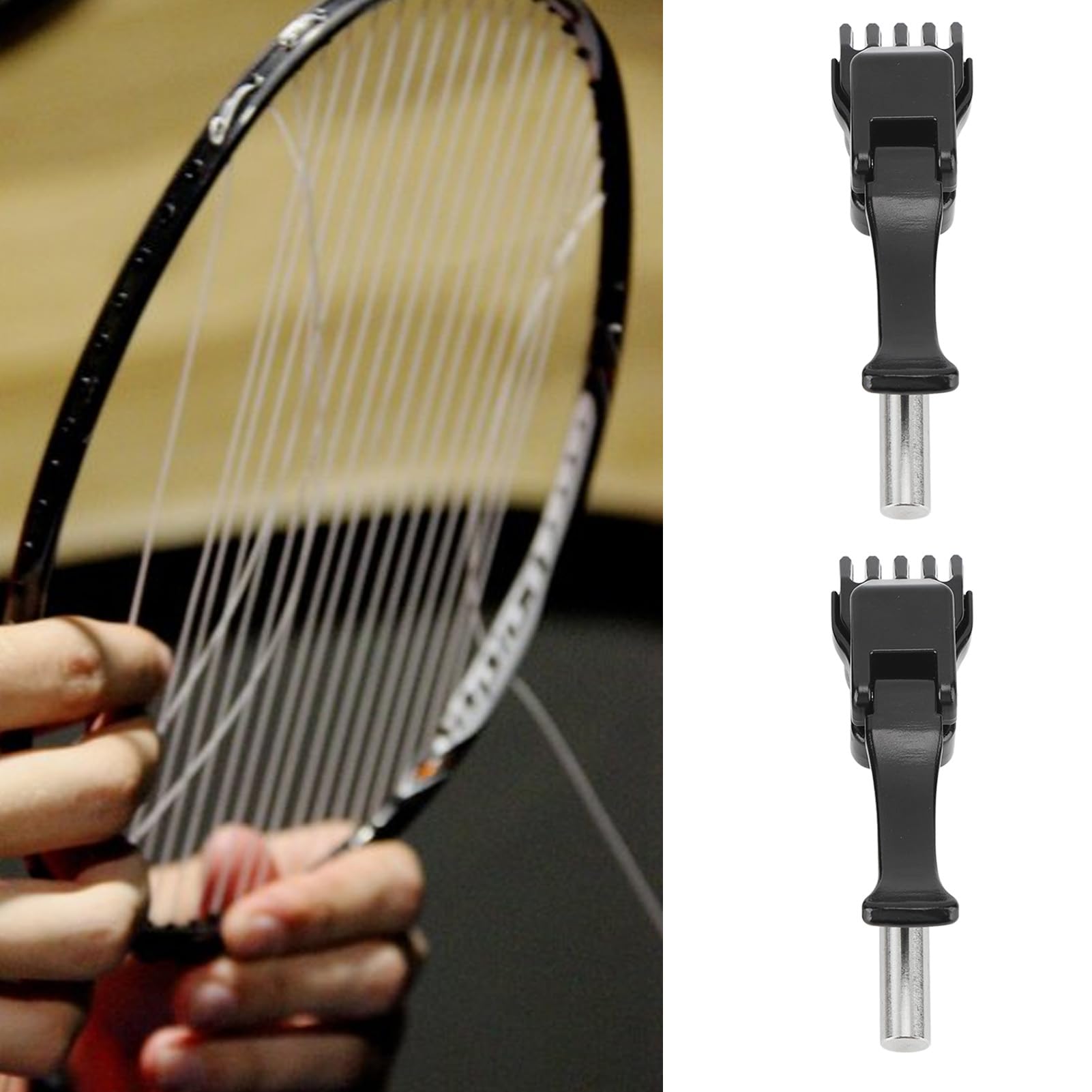 **1 Pair Badminton & Tennis Stringing Clamps - Professional Racket Starting Clamp Tool for Stringing Machines | Perfect for Tennis, Badminton, and Squash Racket Maintenance**    *(Use Case: Ideal for sports enthusiasts, professional stringers, and DIY racket maintenance at home or in sports clubs.)*