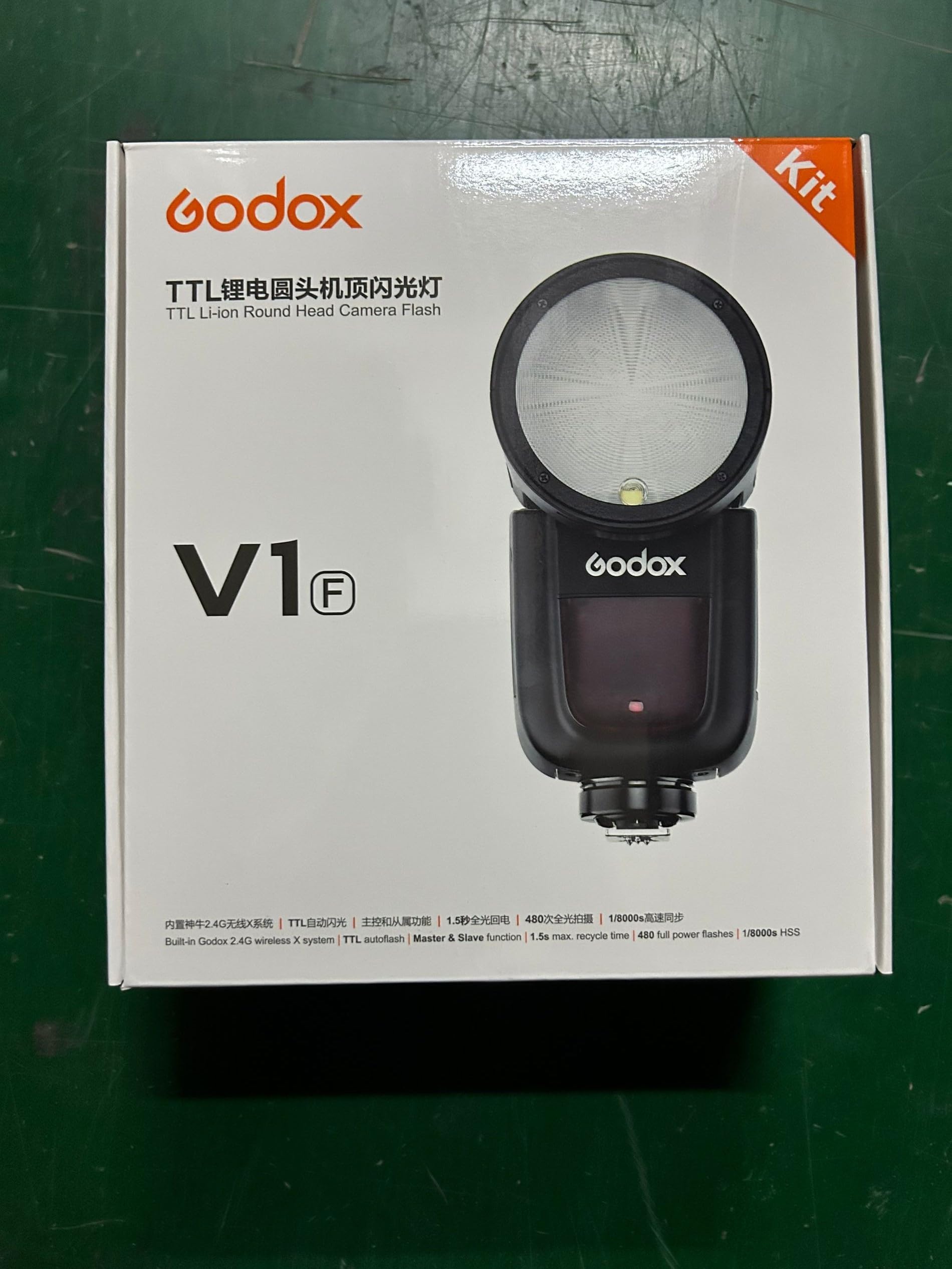 GODOX V1-F TTL Round Head Camera Flash with 2W LED Modeling Light – High-Speed Sync 1/8000s, 480 Full Power Flash, 5600±200K Color Temperature – Quick Release Lock for FUJIFILM Cameras – Perfect for Wedding, Portrait & Event Photography