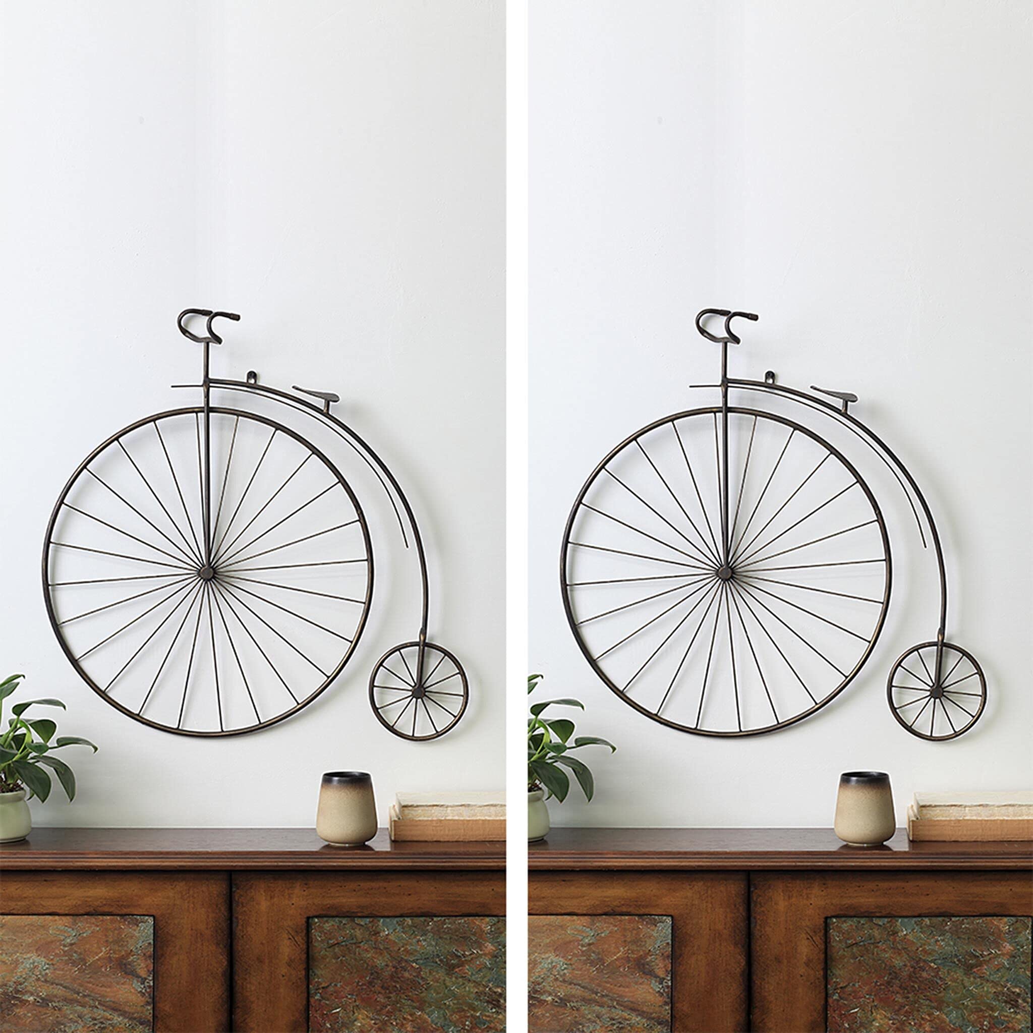 SPI Home 51137 Victorian Bicycle Wall Decor Set of 2 - Vintage Metal Wall Art for Living Room, Bedroom & Office Decor - Perfect for Farmhouse, Rustic or Industrial Style Homes