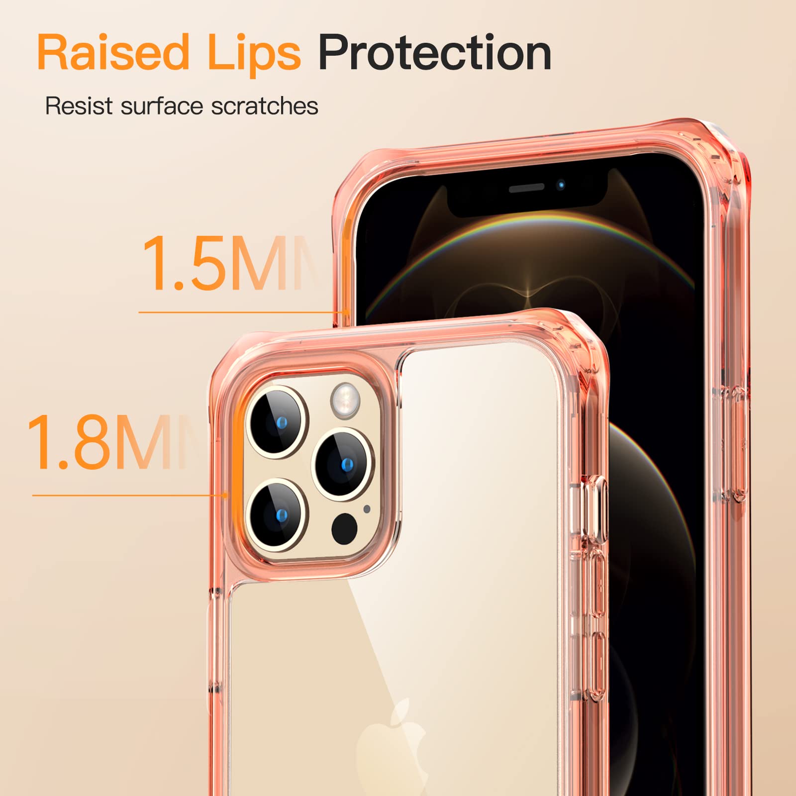 JETech iPhone 12 Pro Max Case 6.7 Inch with 2-Pack Tempered Glass Screen Protector - 360° Full Body Shockproof Bumper Phone Cover, Clear Back Protective Case (Rose Gold) | Perfect for Outdoor Activities, Work & Daily Use