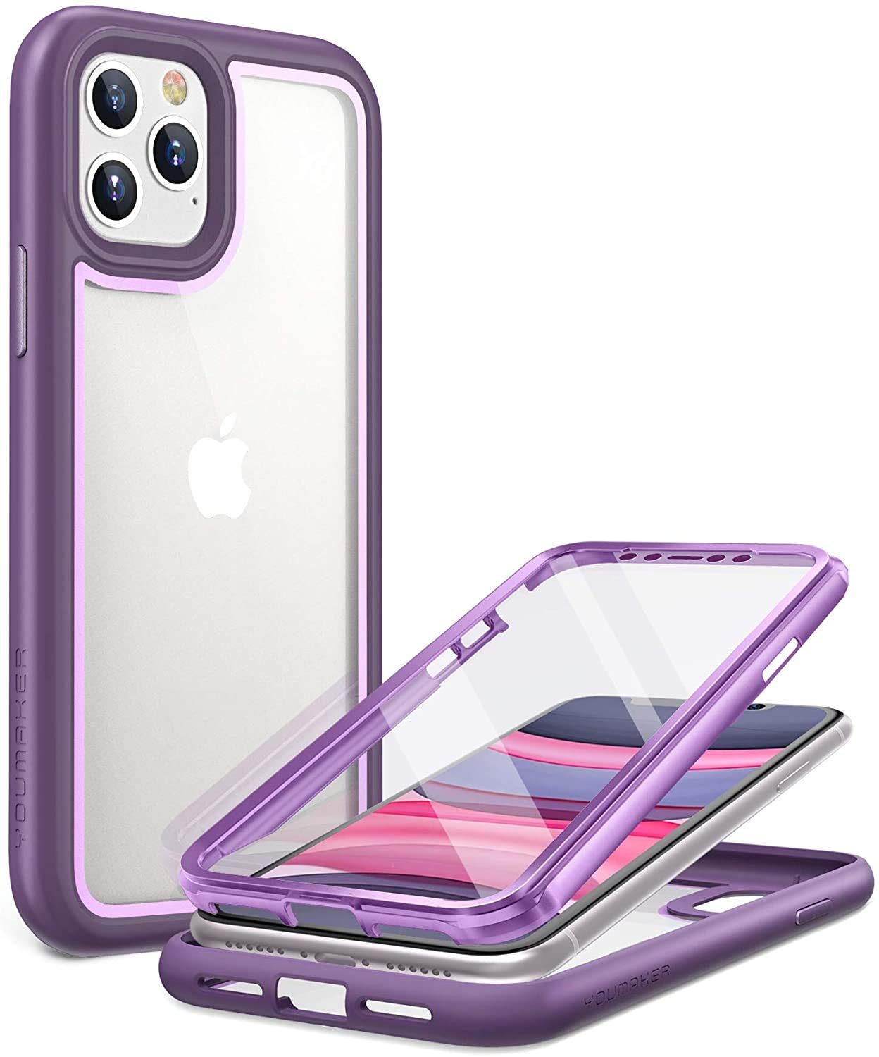 YOUMAKER iPhone 11 Pro Max Aegis Case - Shockproof & Slim Protective Cover for iPhone 11 Pro Max (Green & Purple) - Perfect for Outdoor Activities, Travel & Daily Use