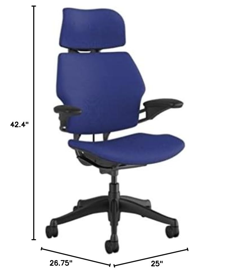 Humanscale Freedom Ergonomic Office Chair with Headrest - Adjustable Height & Duron Arms - Hard Floor Wheels - Graphite Frame & Thalo Corde 4 Fabric - Perfect for Home Office & Corporate Workspaces