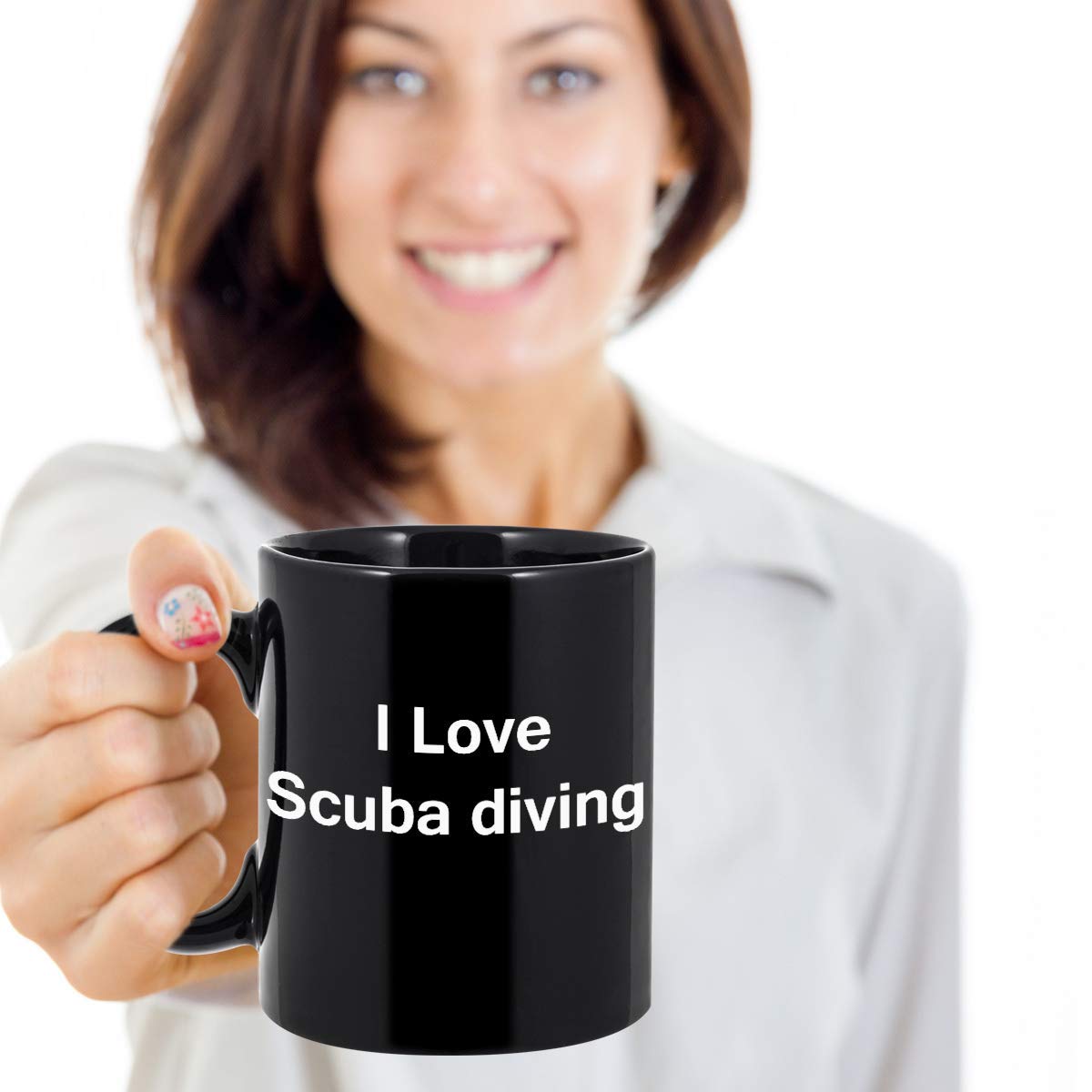 Zapbest I Love Scuba Diving Funny Coffee Mug - 11oz Black Porcelain Tea Cup for Office, Gifts & Diving Enthusiasts | Perfect for Coffee Lovers, Tea Drinkers & Scuba Diving Fans