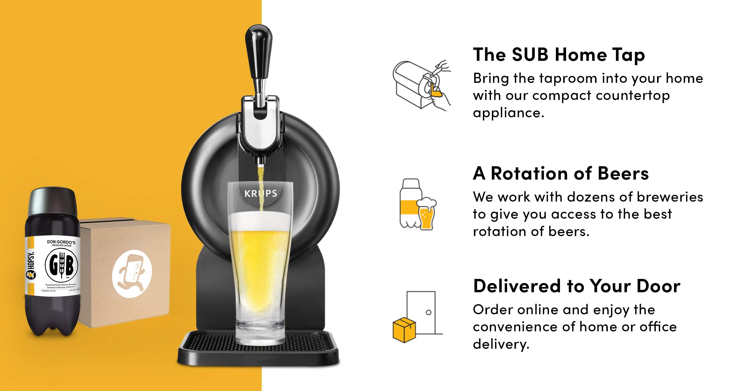 Hopsy SUB Home Tap Draft Beer Machine - Portable Beer Dispenser for Home, Parties & Outdoor Use | Fresh & Cold Beer Anytime