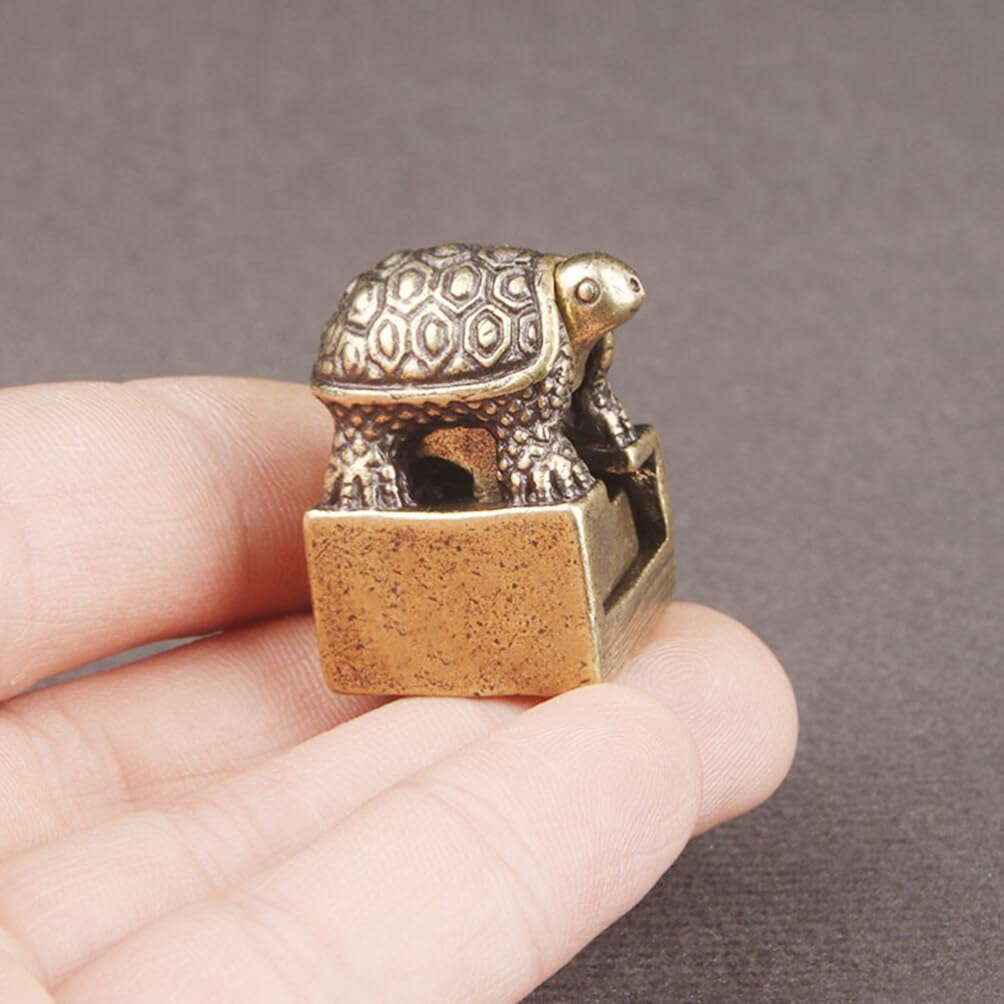 Yardwe Brass Turtle Wax Seal Stamp Set - Mini Turtle Statue for Home Office Desk Decor, Wax Seal Stamp for Invitations, Letters & DIY Crafts