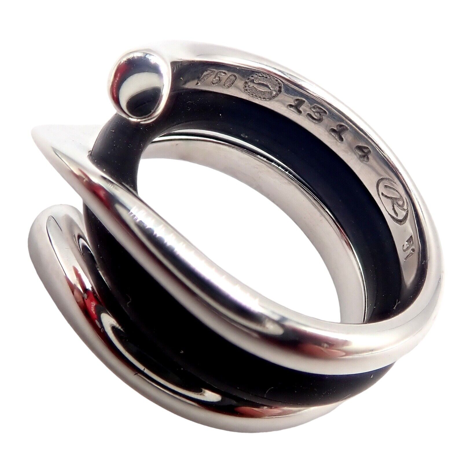 Authentic Georg Jensen 18K White Gold Magic Rubber Ring Size 5.5 - Elegant Wedding Band & Everyday Jewelry for Women