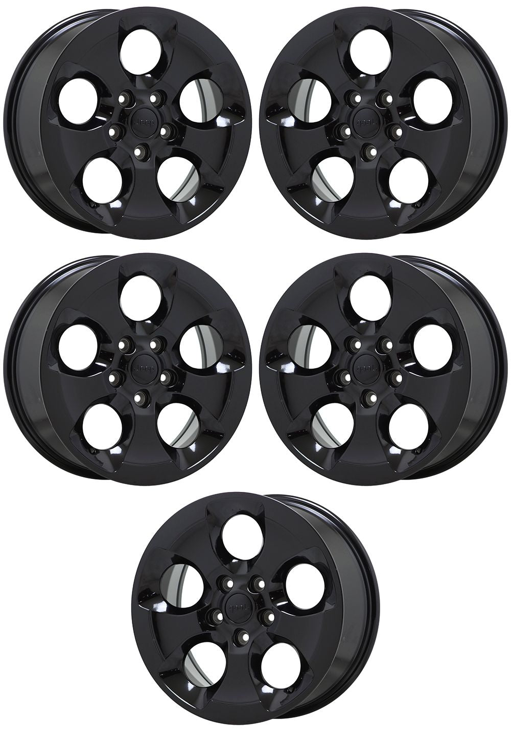 2018 Jeep Wrangler Altitude Gloss Black OEM Factory Wheels Rims Set of 5 (Part #9119) - Perfect for Off-Roading & Custom Upgrades