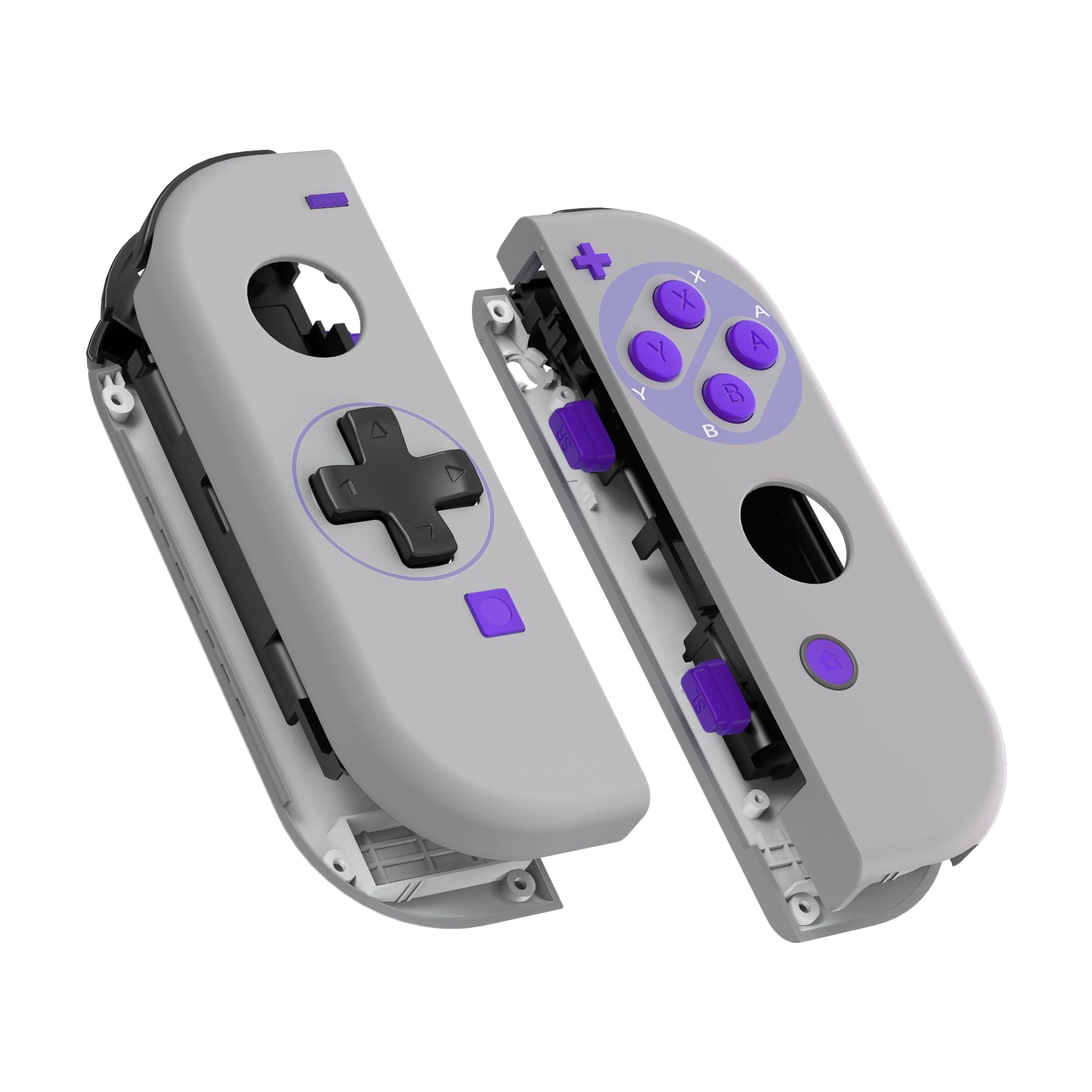 eXtremeRate DIY Replacement Shell Case & D-pad Button Cover for Nintendo Switch/Switch OLED Joy-Con (SNES Style, Joy-Con Not Included) - Customize Your Gaming Experience for Comfort & Nostalgia
