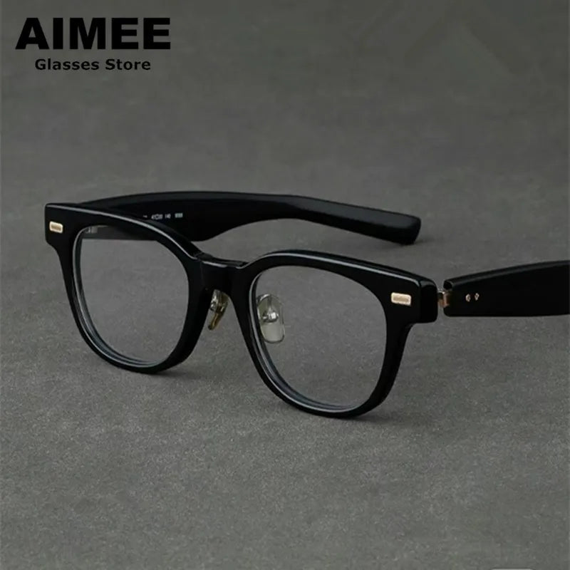Stylish Aimee Unisex Full Rim Square Titanium Acetate Eyeglasses Frame 14152 - Lightweight & Durable for Work, Reading & Everyday Wear