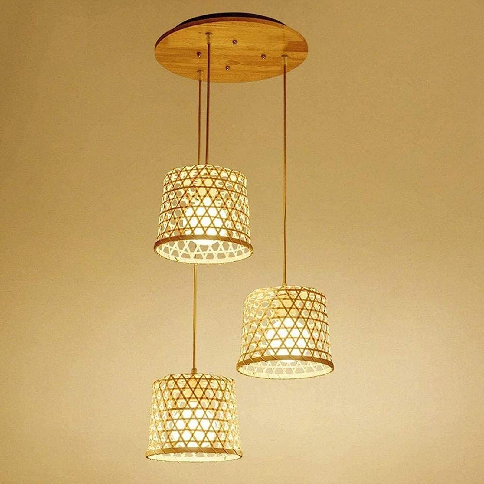 Vintage Rattan Bamboo Ceiling Pendant Light - Handmade Retro Chandelier for Living Room, Restaurant, Bar & Study - Natural Straw Woven Creative Lighting Fixture (Perfect for Boho, Farmhouse & Coastal Decor)