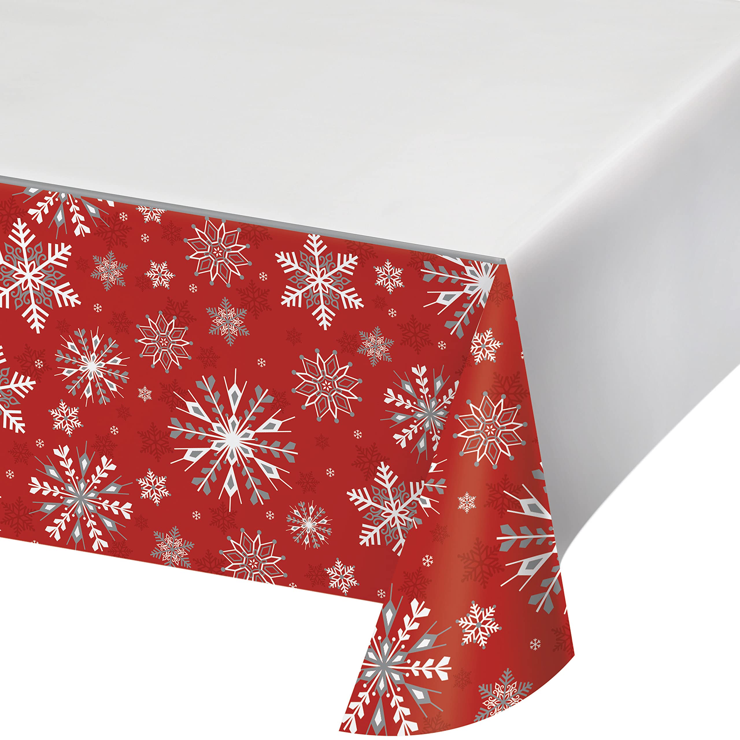 Winter Snowflakes Paper Tablecloth - Pack of 3 | Holiday Party Decorations for Christmas, New Year & Winter Celebrations