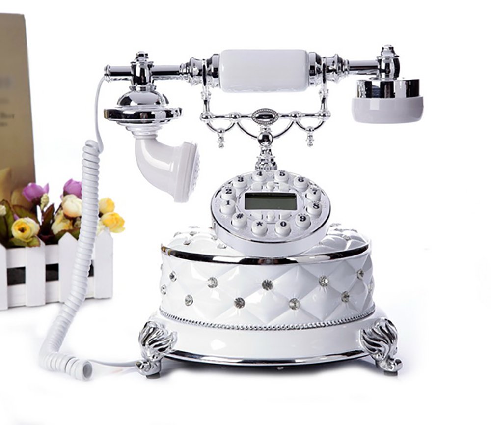TIANTA Vintage European Style Retro Telephone - Antique Fashion Home & Office Landline Phone with Caller ID - Classic White for Home Decor & Office Aesthetics