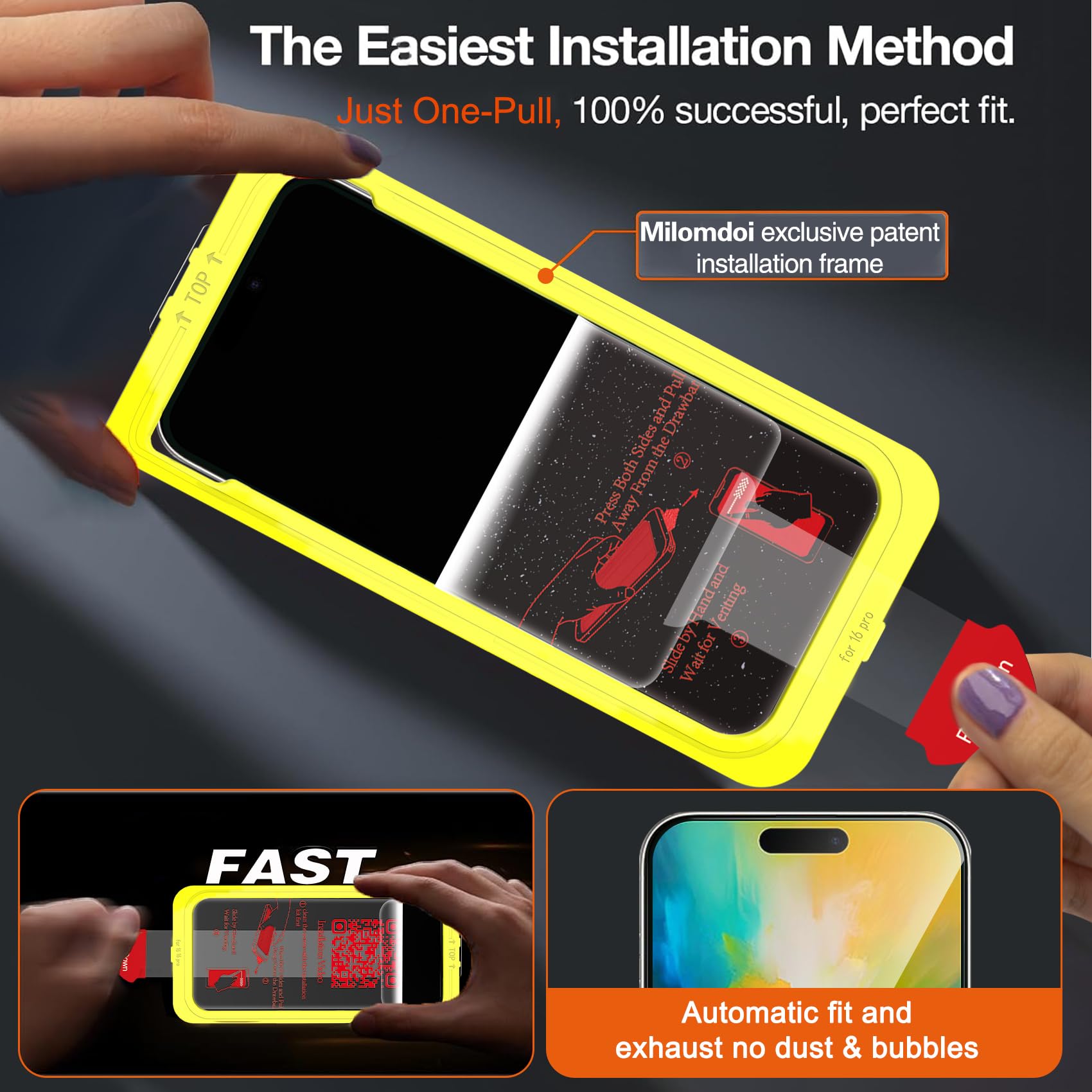 Milomdoi 3 Pack Tempered Glass Screen Protector + 3 Pack Camera Lens Protector for iPhone 16 Pro - 9H Hardness, Anti-Scratch, Bubble-Free - Perfect for Daily Protection, Travel & Outdoor Activities