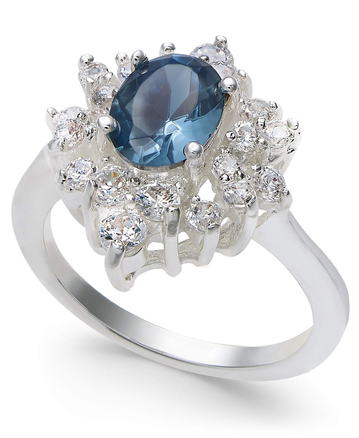 Charter Club Women's Silver-Tone Oval Halo Ring with Genuine Crystals & Stones | Elegant Jewelry for Weddings, Parties & Special Occasions