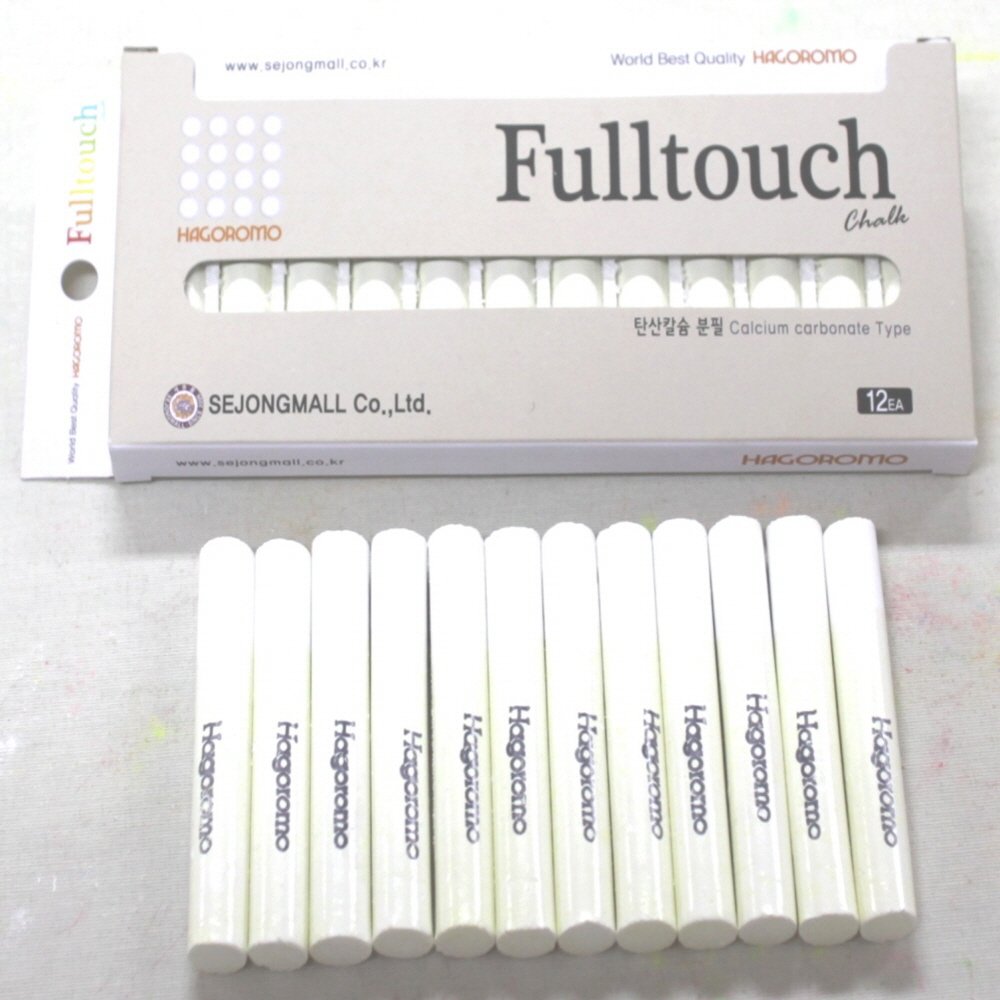 Hagoromo Fulltouch White Chalk - 12 Pack | Non-Dusty, Smooth Writing for Teachers & Students | Perfect for Classrooms, Chalkboards & Art Projects