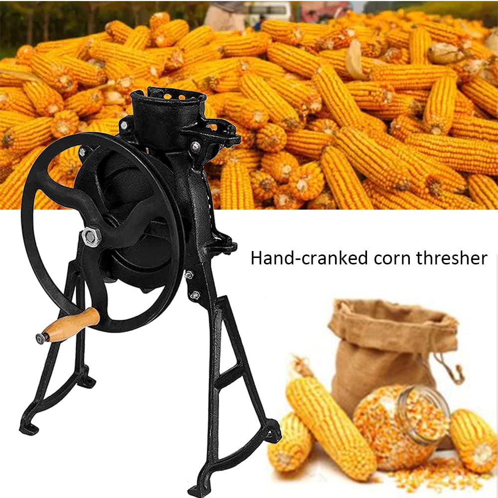 40-60kg/H Manual Corn Sheller with Wooden Handle - Heavy Duty Cast Iron Corn Thresher for Small Farms & Home Use - Perfect for Harvesting, Seed Processing & Homesteading