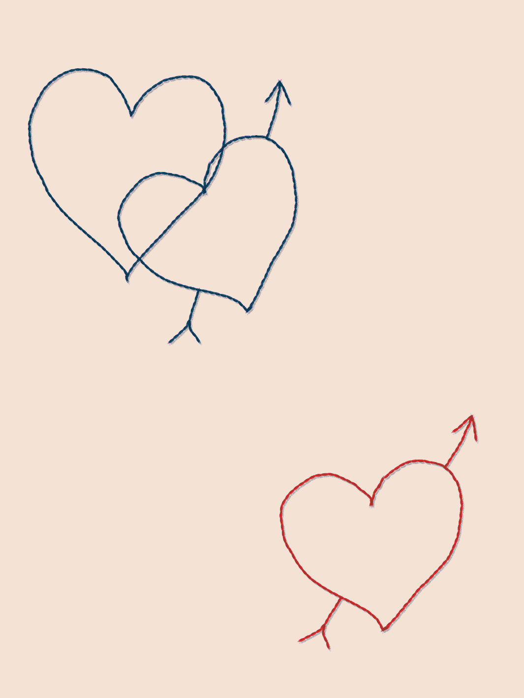 Lingua Franca Embroidered Hearts Wallpaper - Cream Floral Peel & Stick Wallpaper for Bedroom, Nursery, or Home Decor
