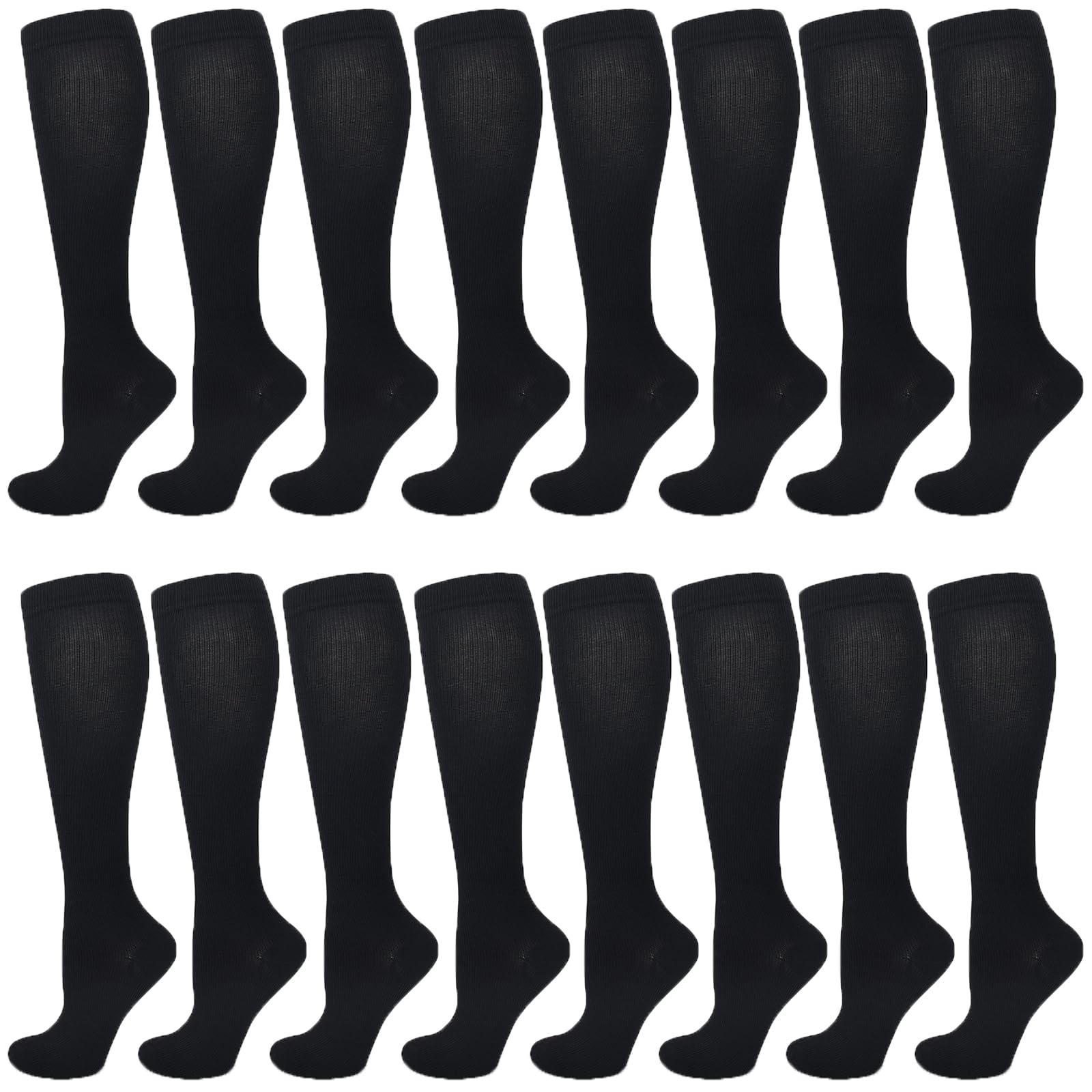 8 Pairs Men's Compression Socks 15-20 mmHg Knee High Support Stockings for Running, Hiking, Cycling & Travel - Improve Circulation & Reduce Leg Fatigue