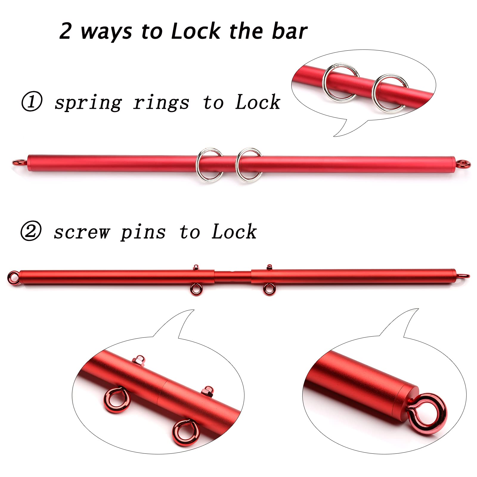 Expandable Spreader Bar for Home Gym - Adjustable Fitness Equipment with Flocking Storage Bag (Red) - Perfect for Indoor Workouts, Stretching & Strength Training