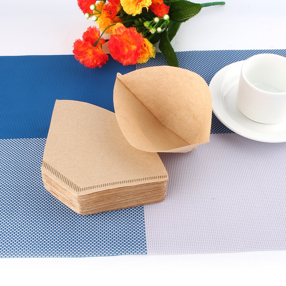 200Pcs Unbleached Coffee Filter Papers - Natural Brown Cone Filters for Drip Coffee Makers, Espresso Machines & Pour Over Brewing | Perfect for Home, Office & Camping Use