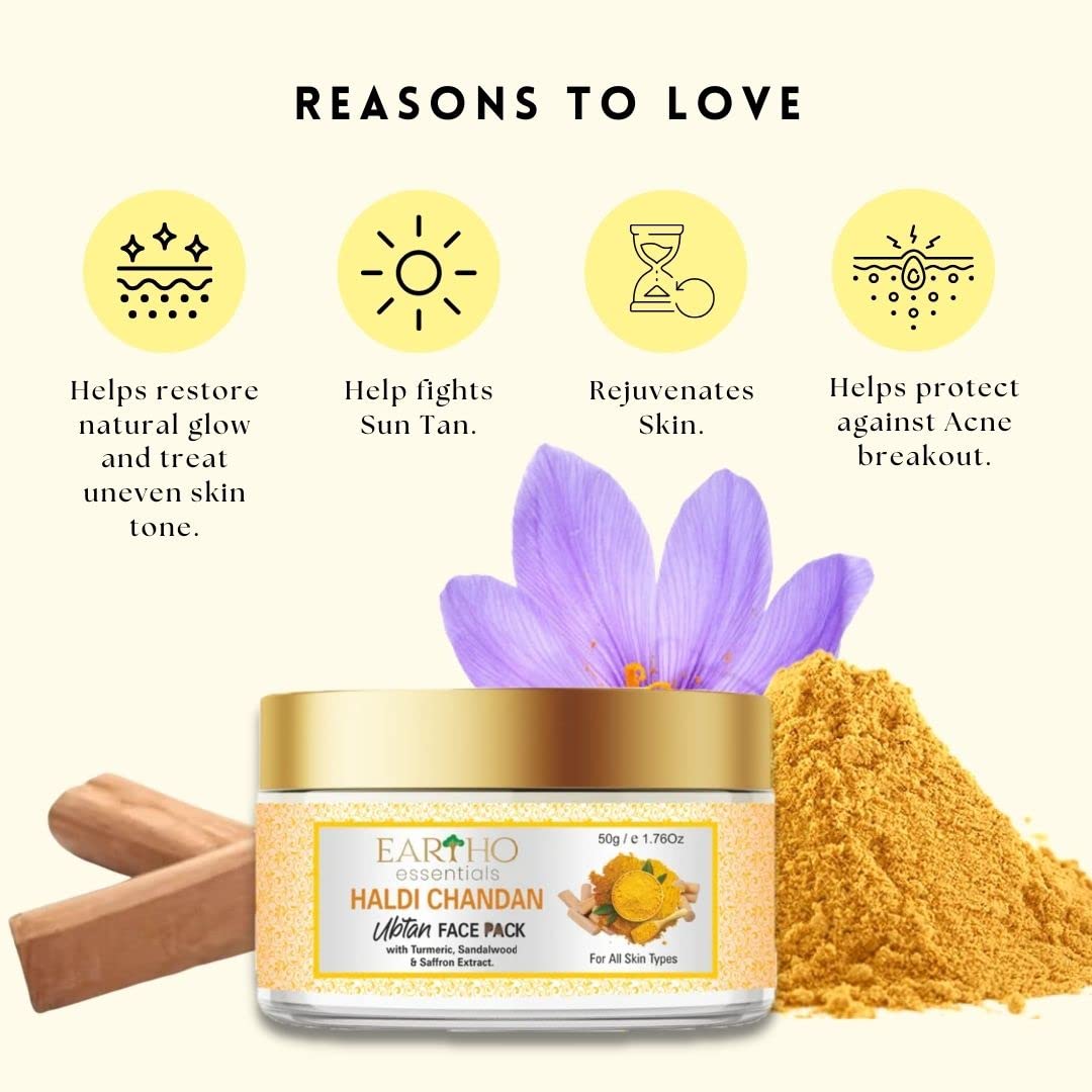 Eartho Essentials Aloe Vera Rose Hydrating Glow Gel with Rose Petal Extract, Aloe Vera Pulp & Saffron Extract 100g + Turmeric Sandalwood Pack 50g - Hydrating Face Mask for Dry Skin, Perfect for Daily Skincare Routine & Spa Treatments