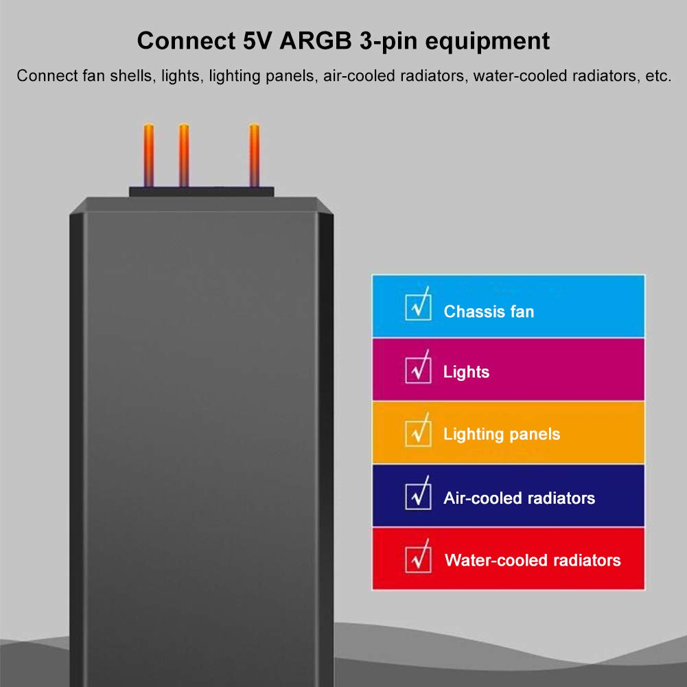 Mini 3-Pin ARGB Fan Controller with RF Remote - for PC RGB Lighting & LED Strips