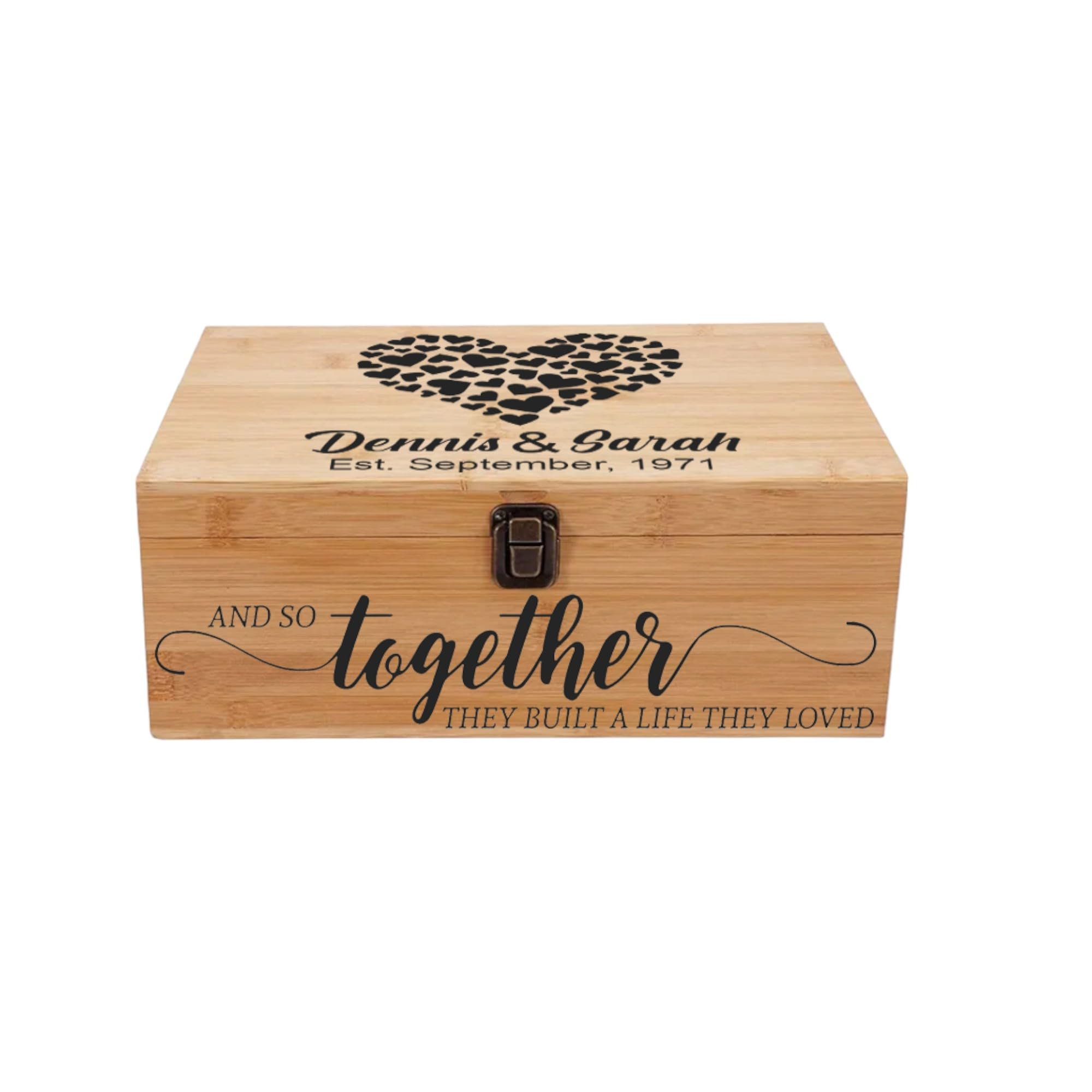 Personalized Wedding Keepsake Box - Engraved Memory Chest for Bride & Groom - Custom Anniversary Gift - Perfect for Storing Photos, Invitations & Special Mementos - Romantic Home Decor for Newlyweds