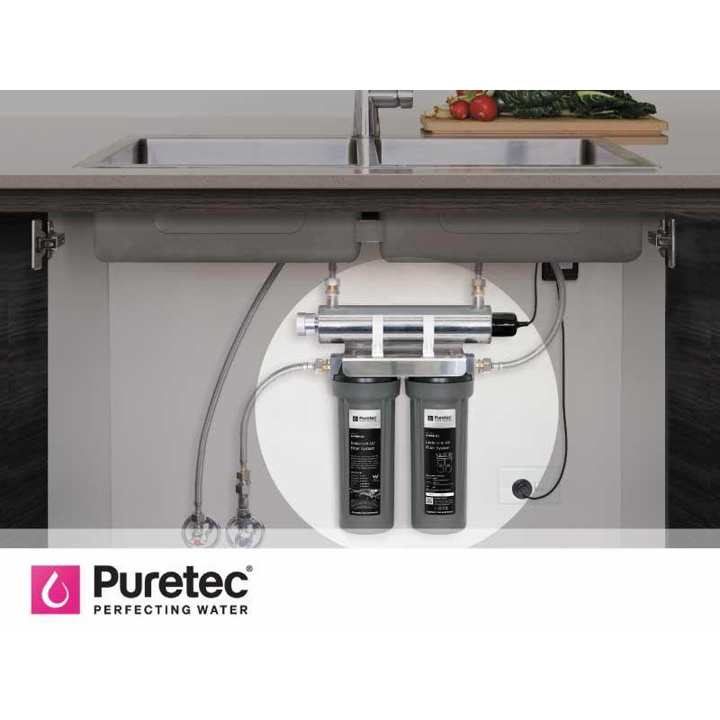 Puretec Hybrid M1 Mini Ultraviolet Undersink Water Filter System - 8 LPM Flow Rate | Under Sink Water Purification for Home & Office | Removes Bacteria, Viruses & Contaminants