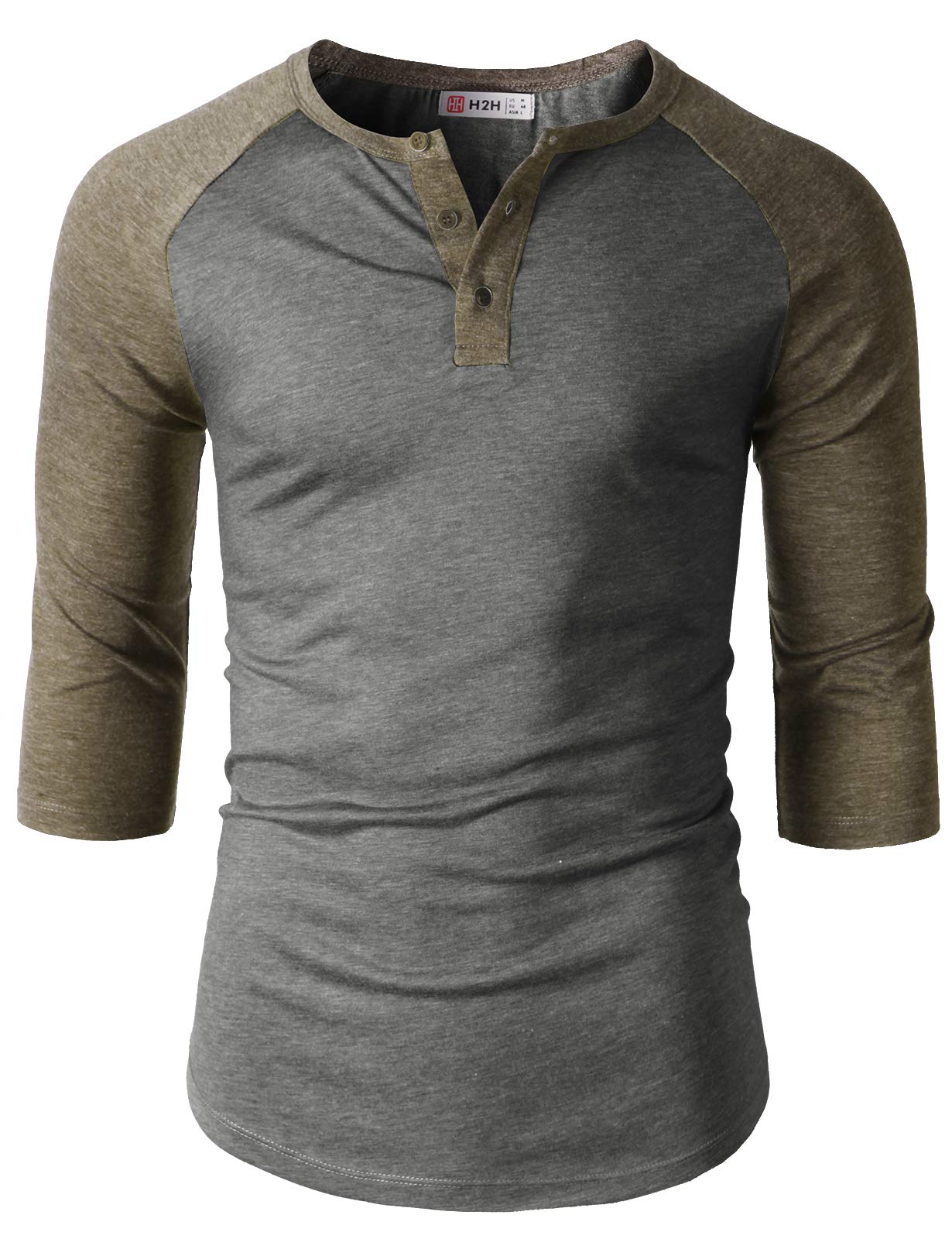 Men's Casual Slim Fit Henley T-Shirt - Raglan Long & 3/4 Sleeve Baseball Jersey Shirt for Everyday Wear, Gym & Outdoor Activities