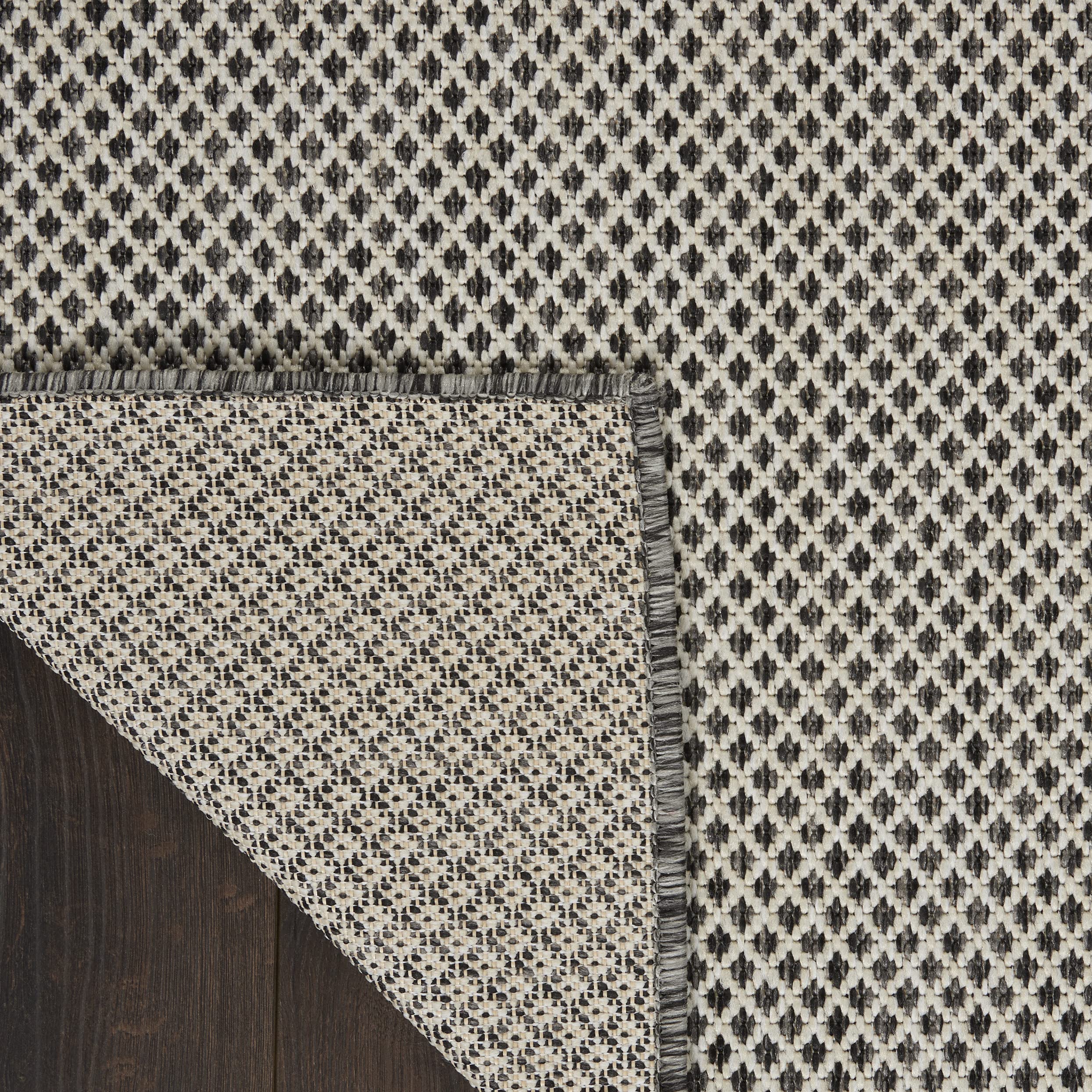 Nourison Courtyard 7' x 10' Indoor/Outdoor Area Rug - Ivory & Charcoal Geometric Design, Non-Shedding & Easy Clean - Perfect for Bedroom, Living Room, Dining Room, Deck, Patio & Backyard (7x10)