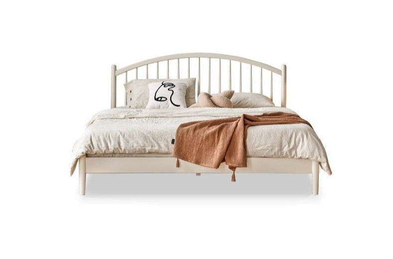 Solid Wood Bed Frame - Beech or Poplar - Queen/King Size - Modern & Sturdy Design for Bedroom, Guest Room, or Dorm - Free Shipping & Easy Assembly